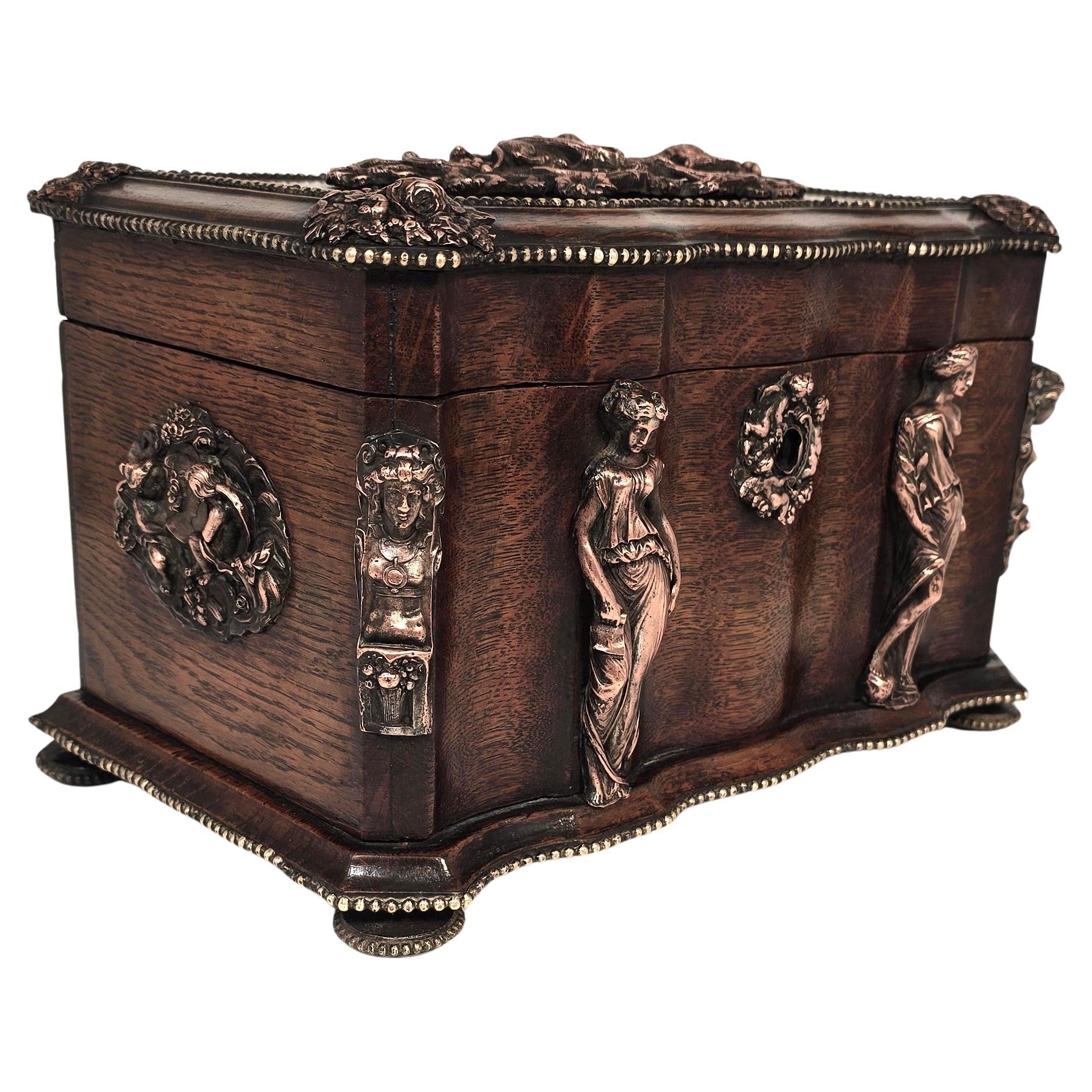 Portavivande francese del XIX secolo in Oak e ottone di Tahan Paris C1880 in vendita