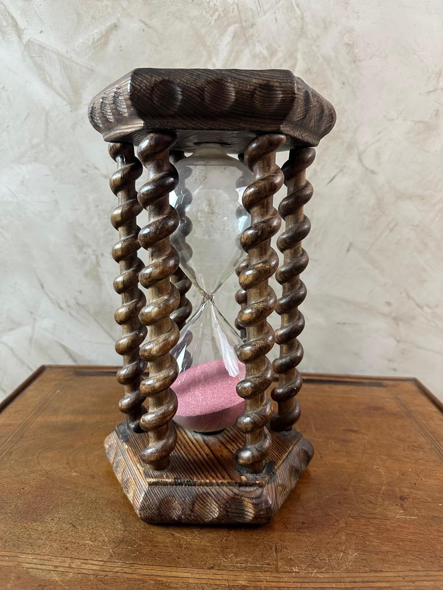 Late 19th Century 19th century French Oak and glass Hour Sand Timer, 1890s