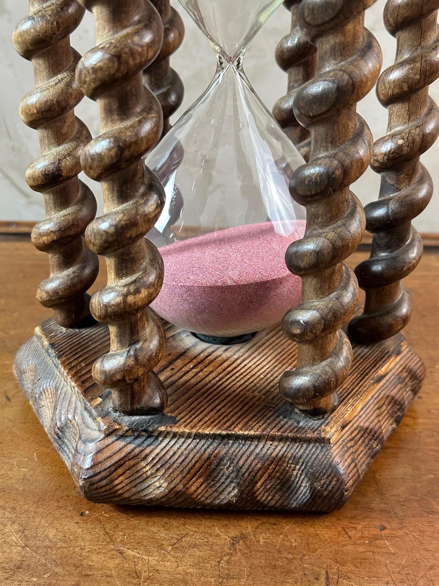 19th century French Oak and glass Hour Sand Timer, 1890s 1