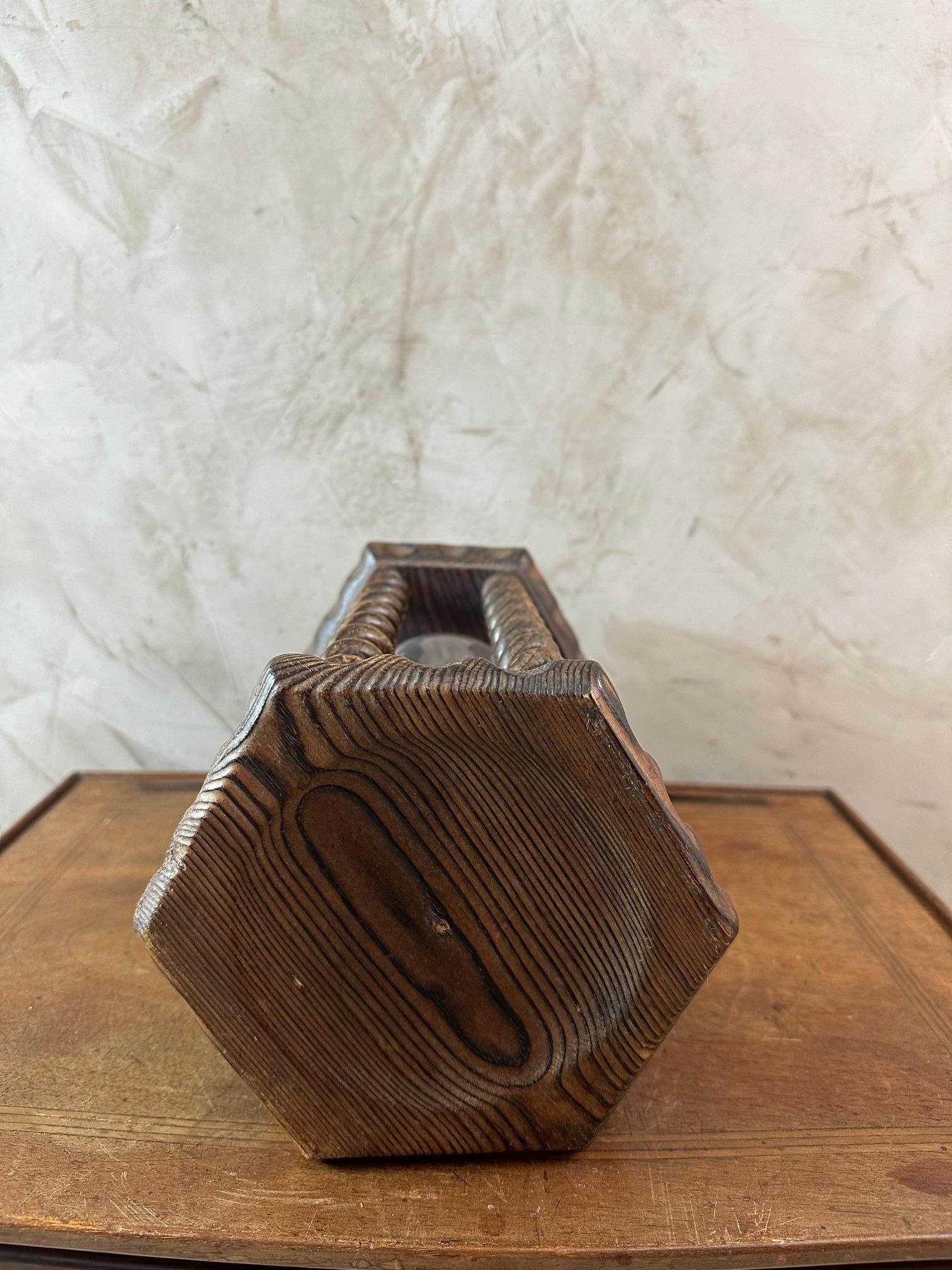 19th century French Oak and glass Hour Sand Timer, 1890s 2