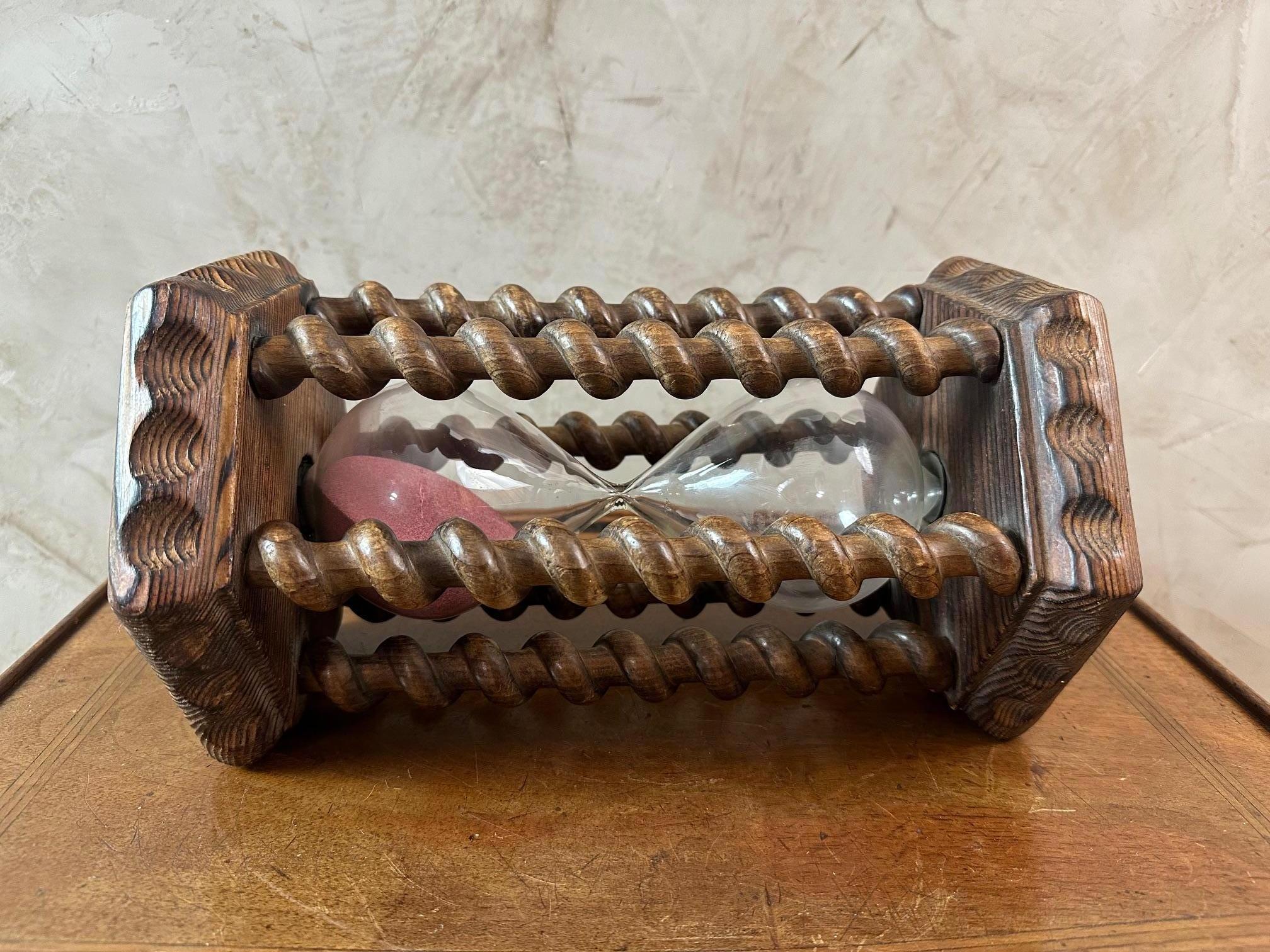 19th century French Oak and glass Hour Sand Timer, 1890s 3