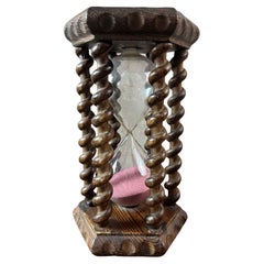 19th century French Oak and glass Hour Sand Timer, 1890s