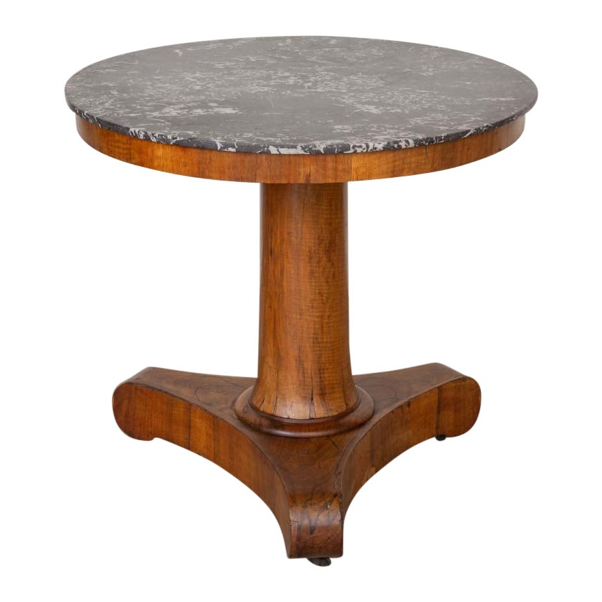 19th Century French Oak and Marble Center Table