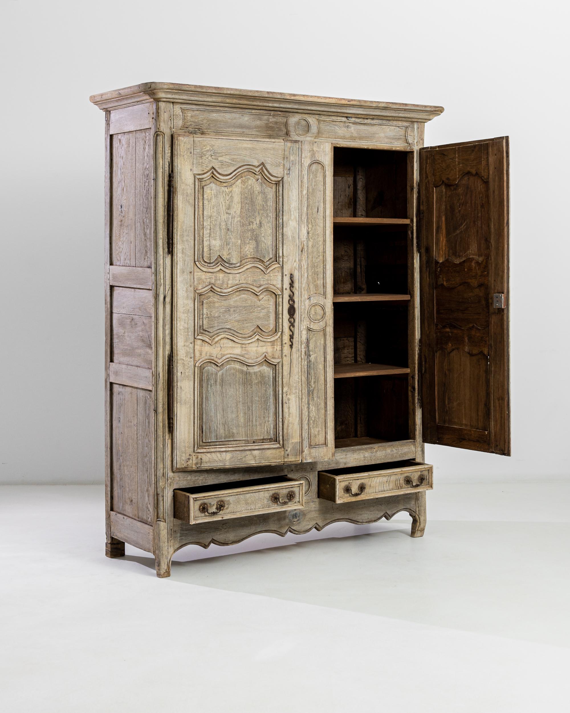 Bleached 19th Century French Oak Armoire
