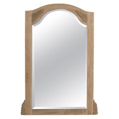 19th Century French Oak Wall Mirror, Art Nouveau Design, Antique