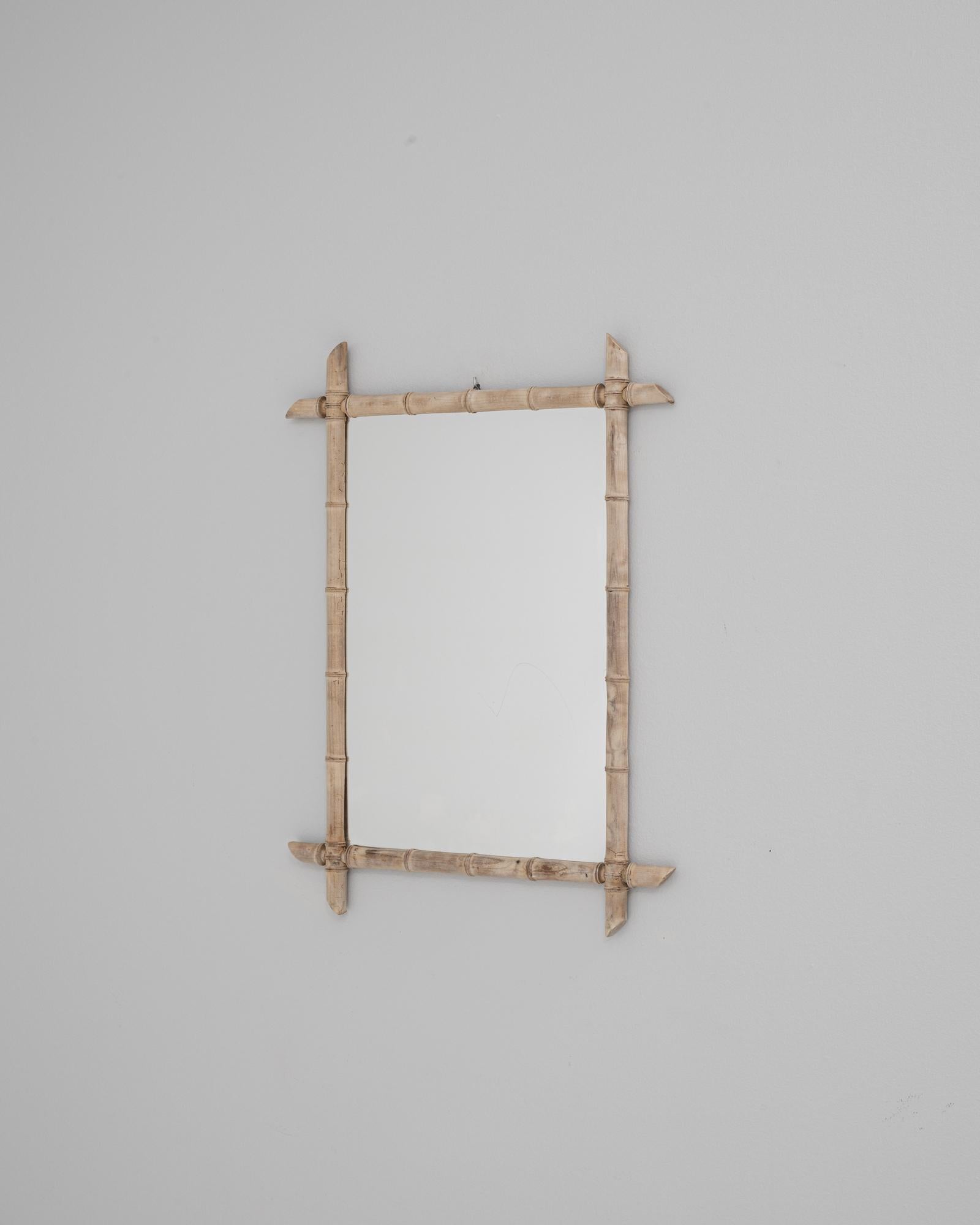 Français Miroir français du 19ème siècle de style bambou
