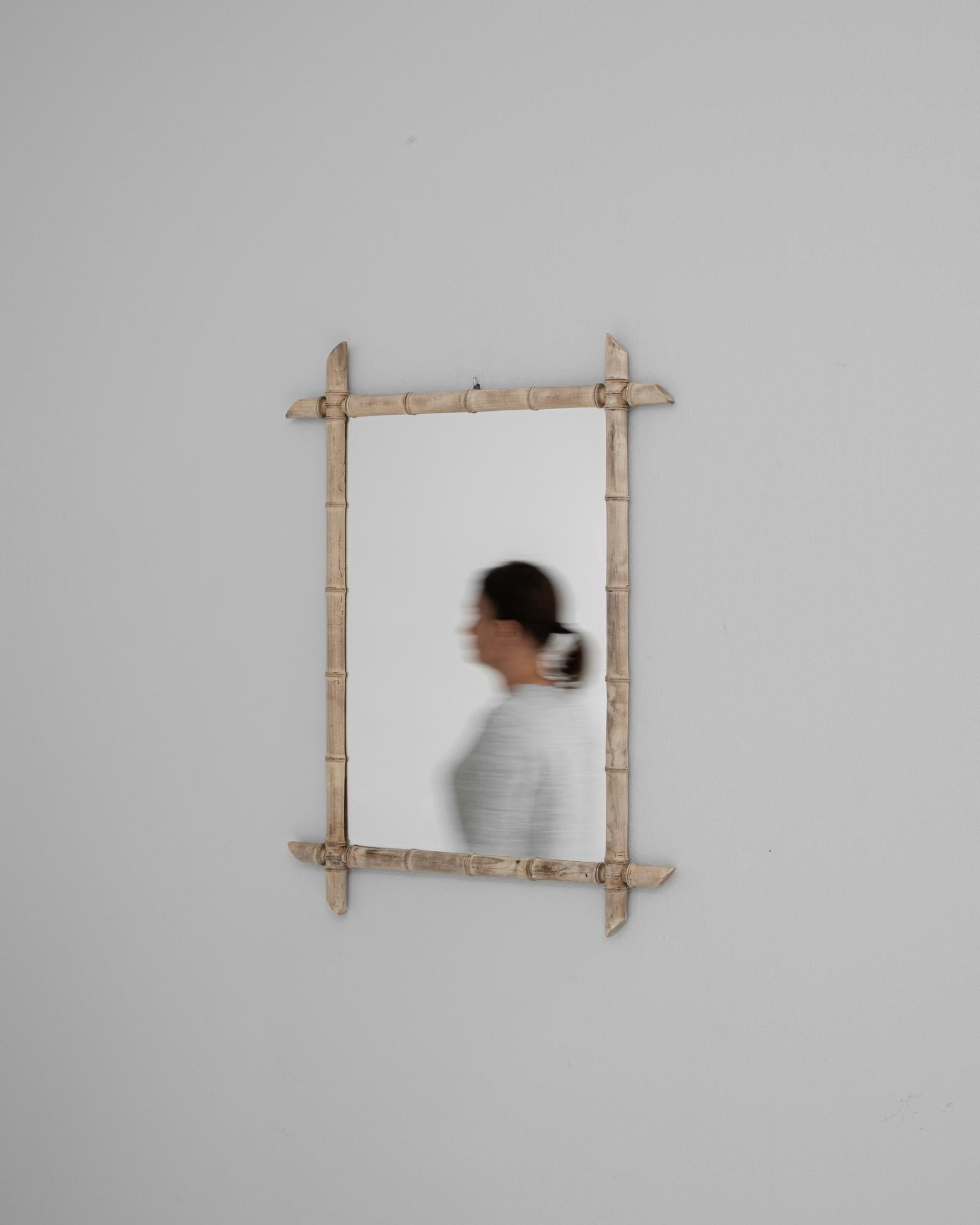 XIXe siècle Miroir français du 19ème siècle de style bambou