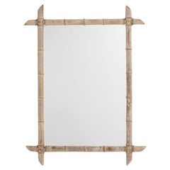 19th Century French Oak Bamboo-Style Mirror
