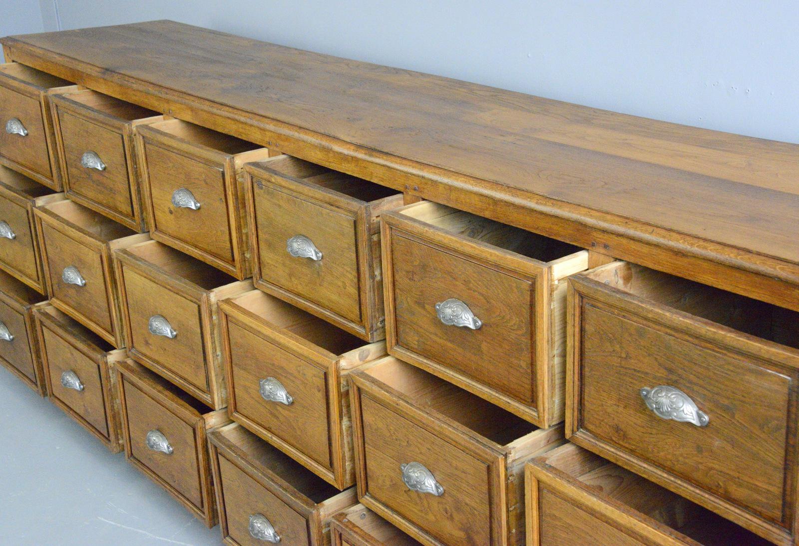 19th Century French Oak Bank of Drawers 8