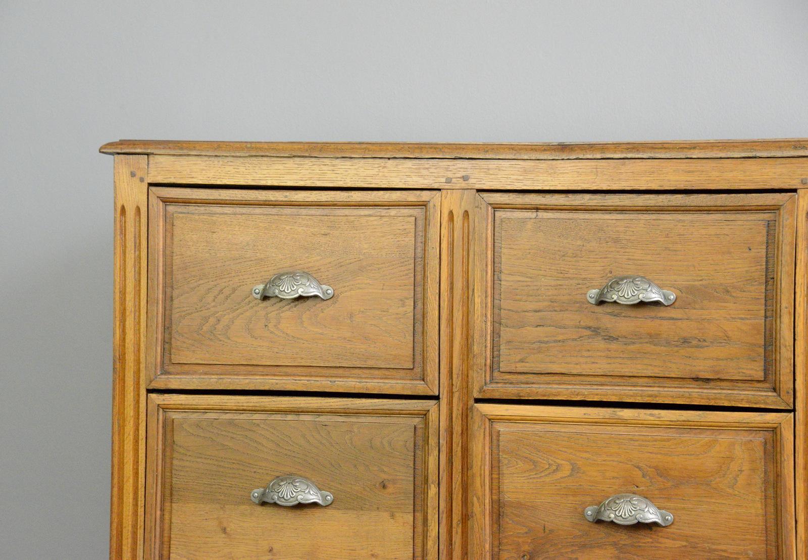 Late Victorian 19th Century French Oak Bank of Drawers