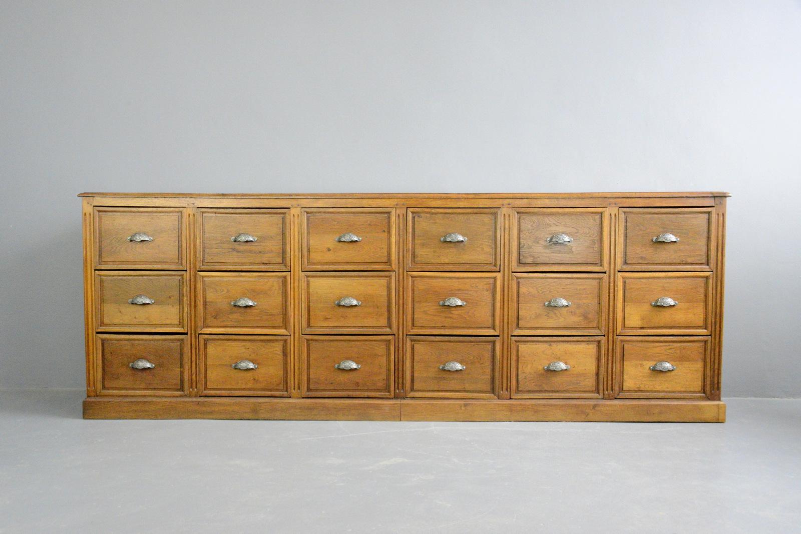 19th Century French Oak Bank of Drawers 1