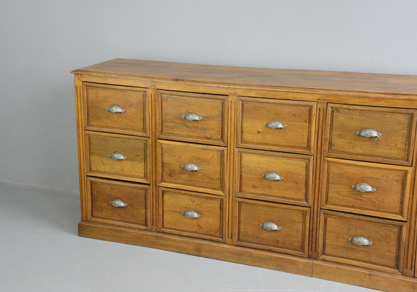 19th Century French Oak Bank of Drawers 3