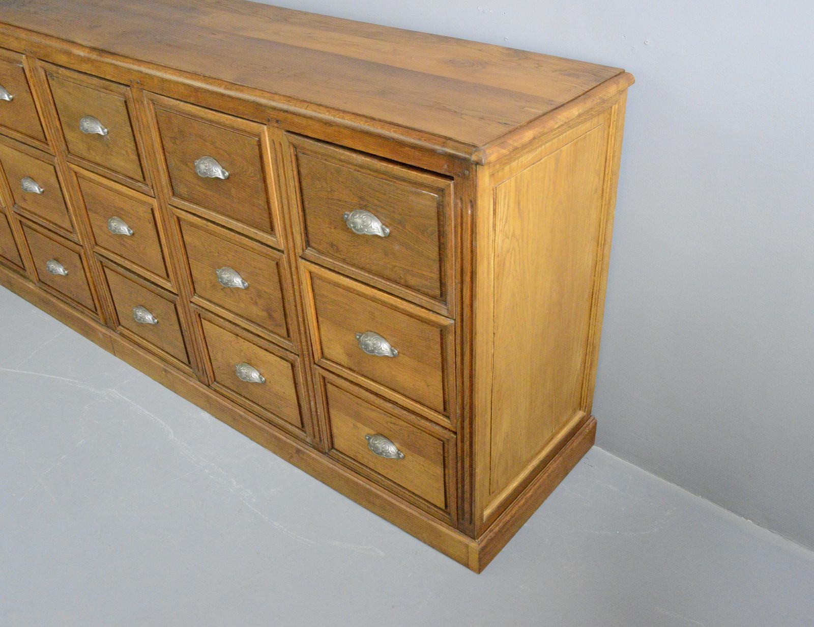 19th Century French Oak Bank of Drawers 4