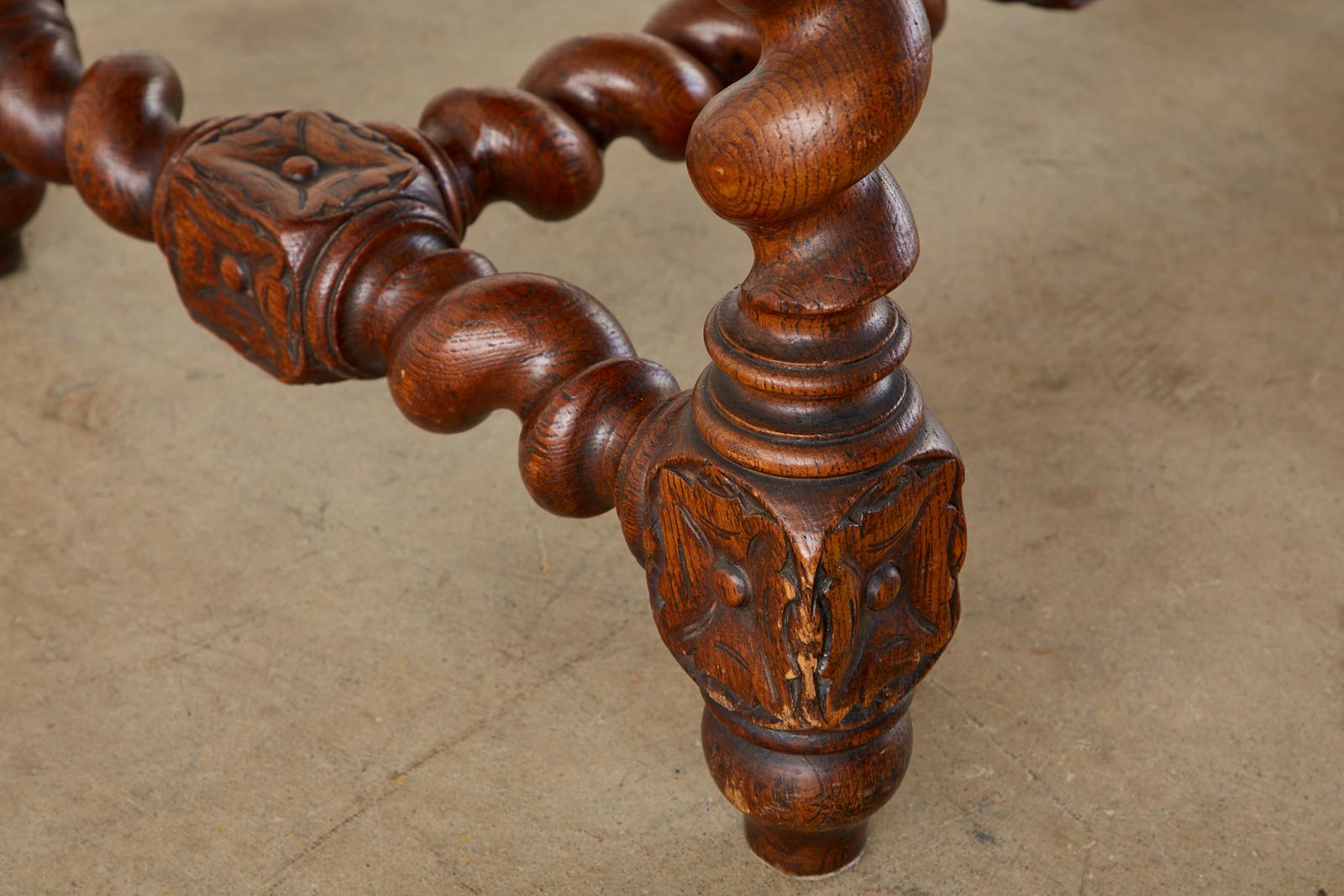 19th Century French Oak Barley Twist Bureau Plat Desk 9