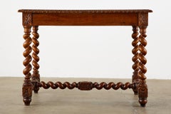 19th Century French Oak Barley Twist Bureau Plat Desk