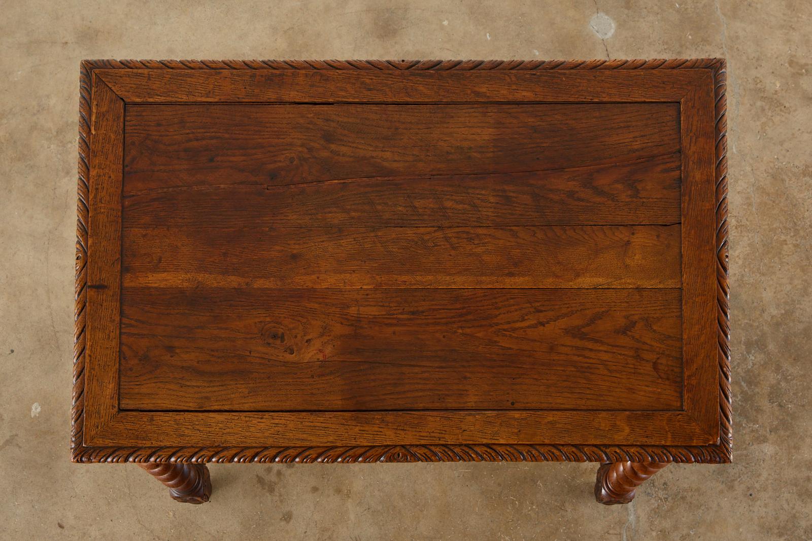 Louis XIII 19th Century French Oak Barley Twist Bureau Plat Desk