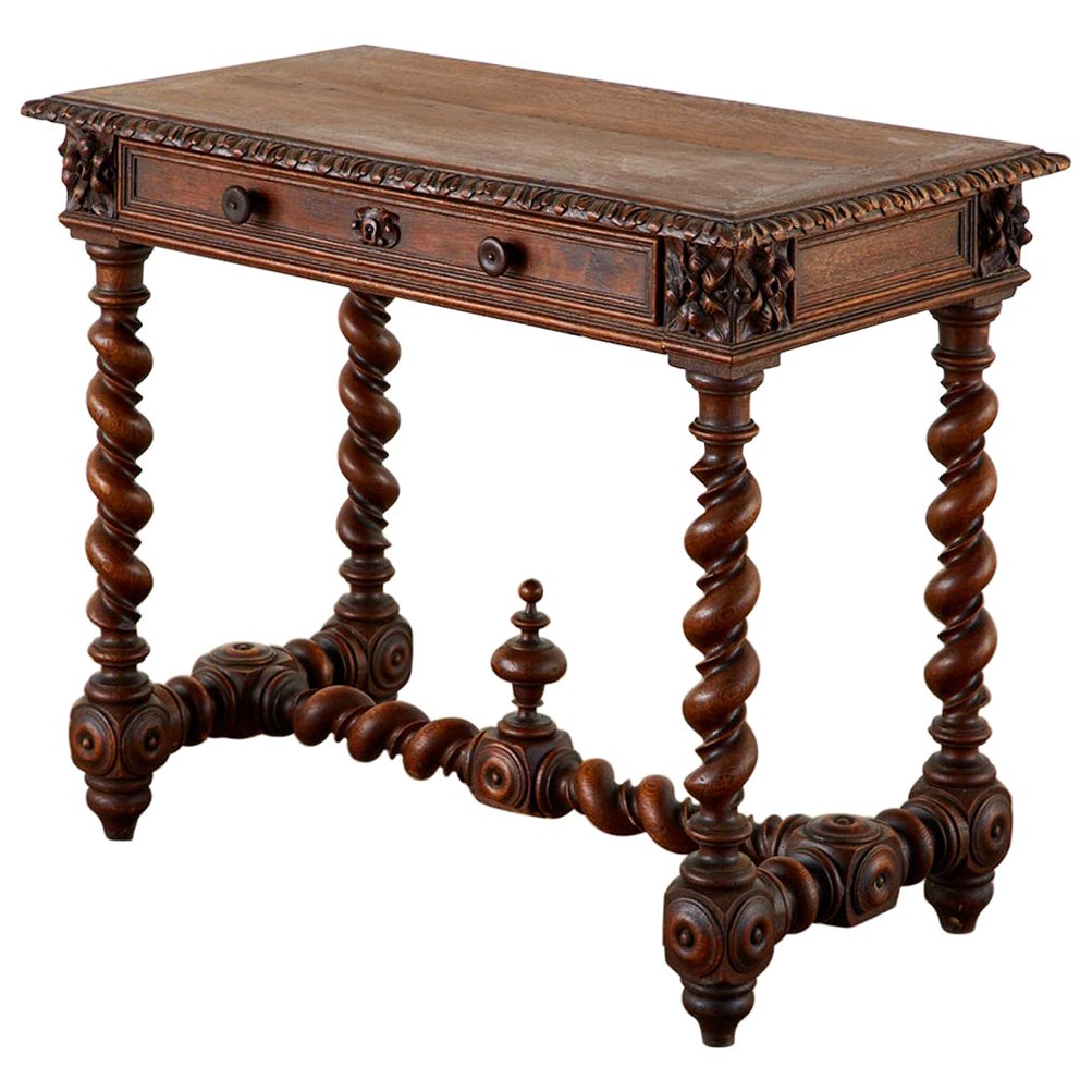 19th Century French Oak Barley Twist Bureau Plat Desk