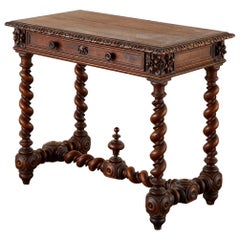 19th Century French Oak Barley Twist Bureau Plat Desk