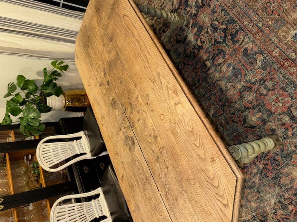 19th Century French Oak Barley Twist Dining Table For Sale 1