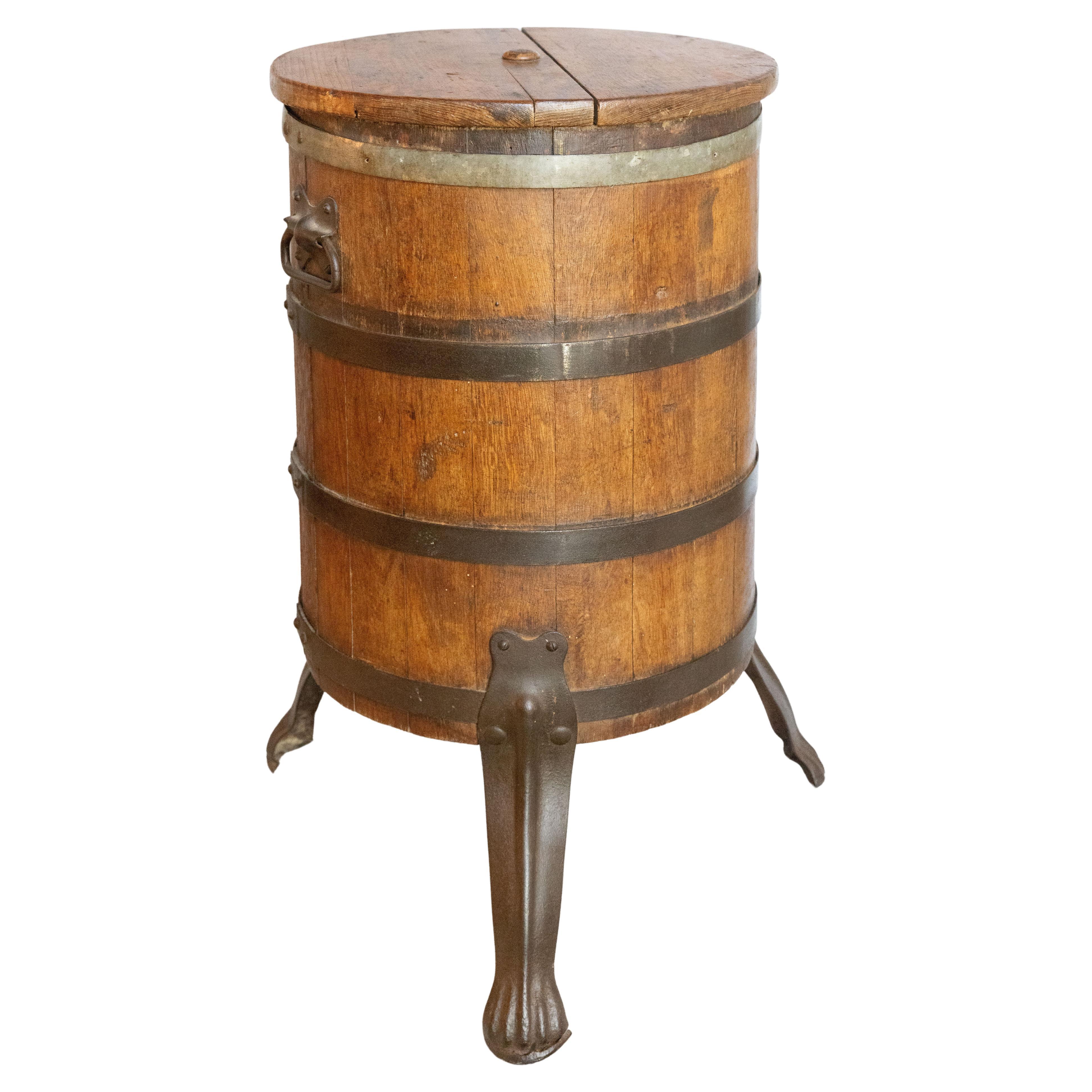 19. Jahrhundert Französisch Oak Barrel Beistelltisch im Angebot