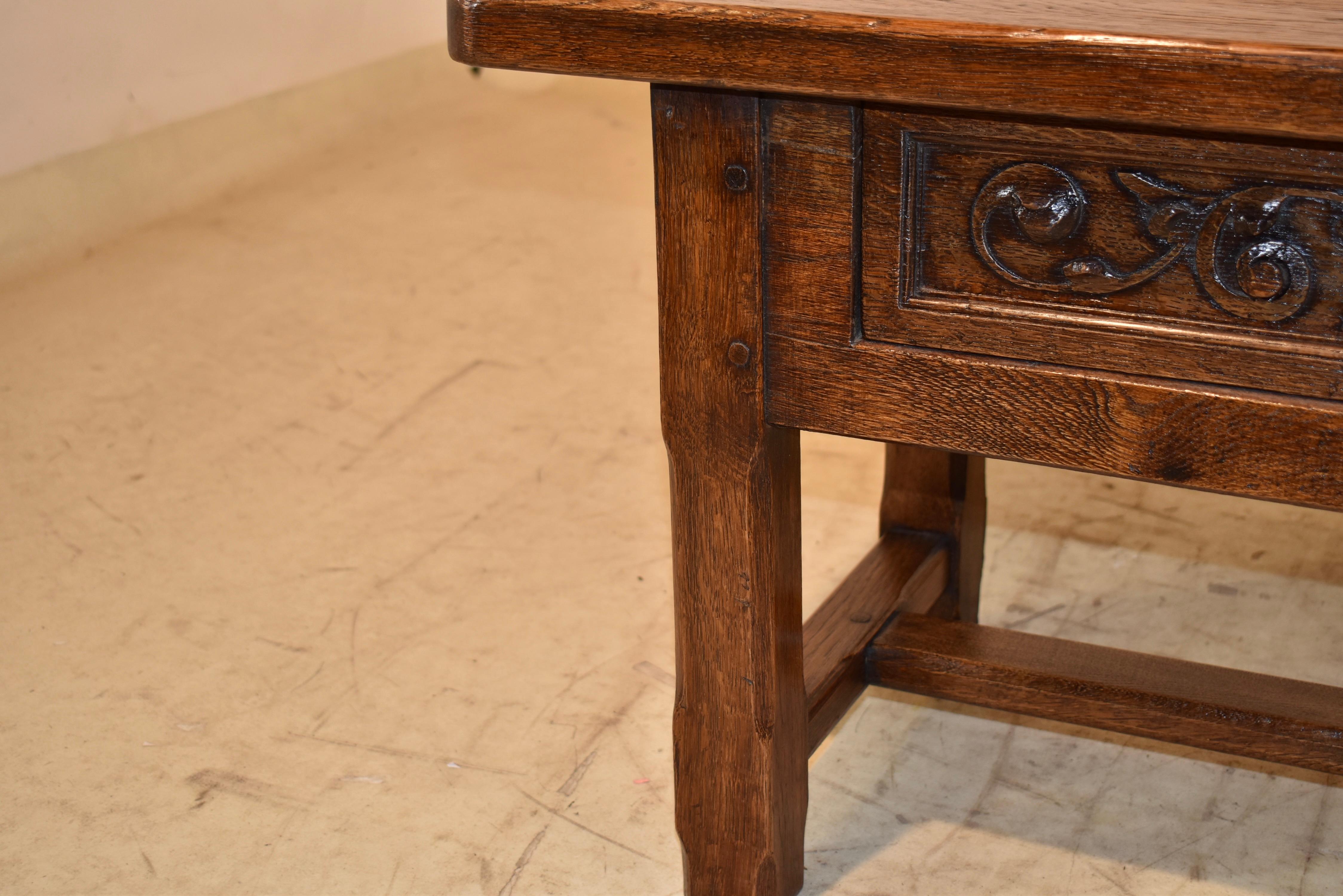 19th Century French Oak Bench with Single Drawer For Sale 5