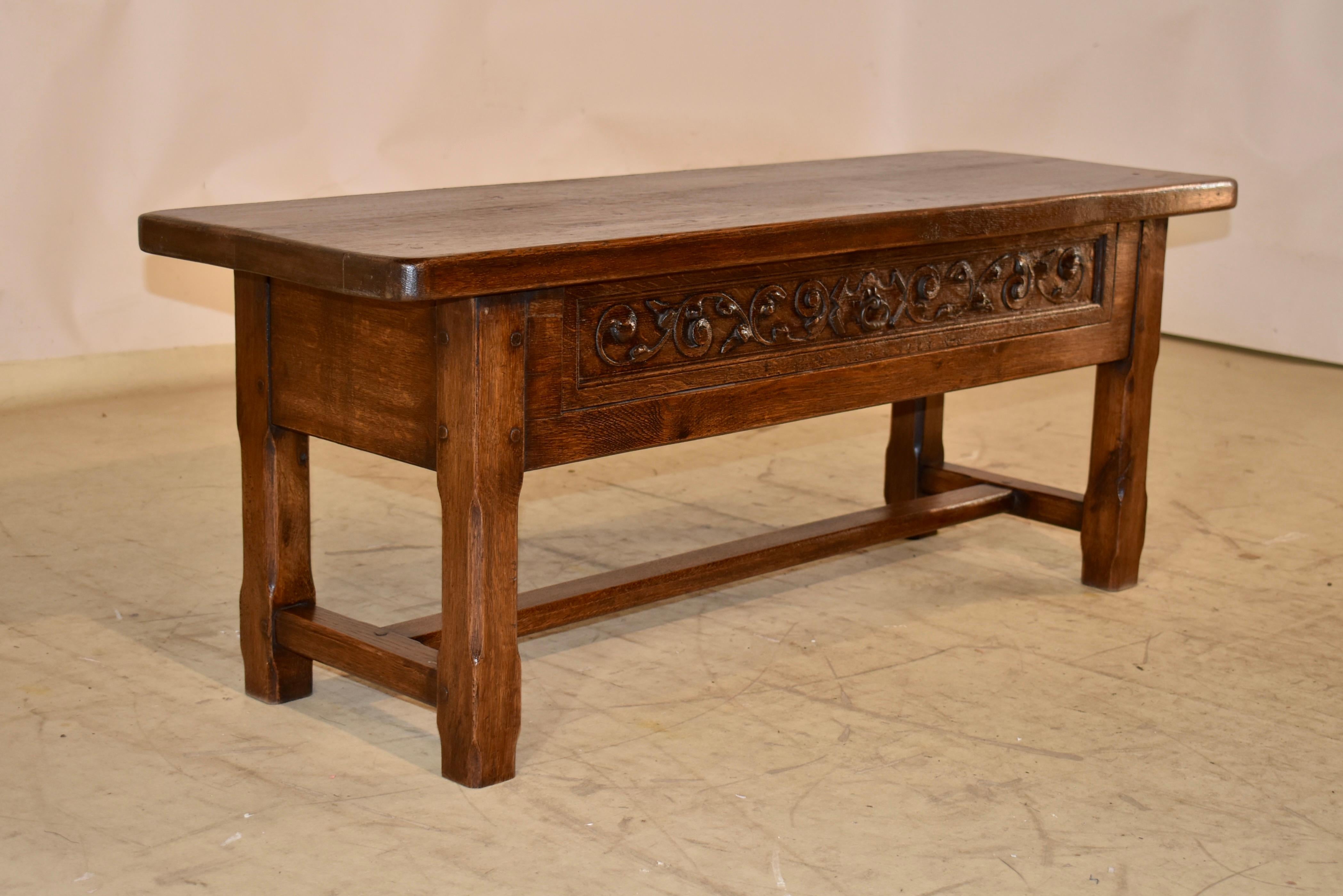 Victorian 19th Century French Oak Bench with Single Drawer For Sale