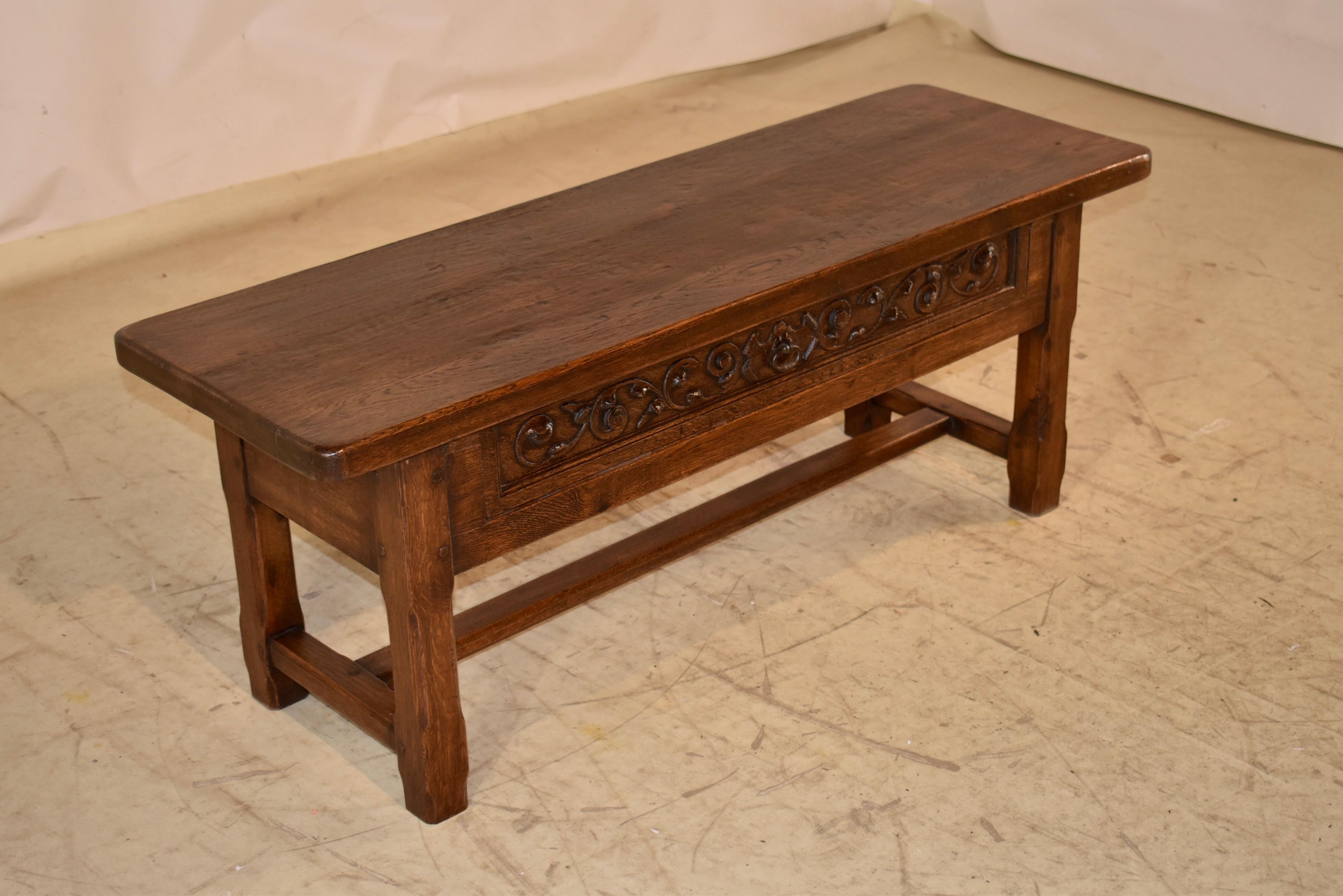 English 19th Century French Oak Bench with Single Drawer For Sale