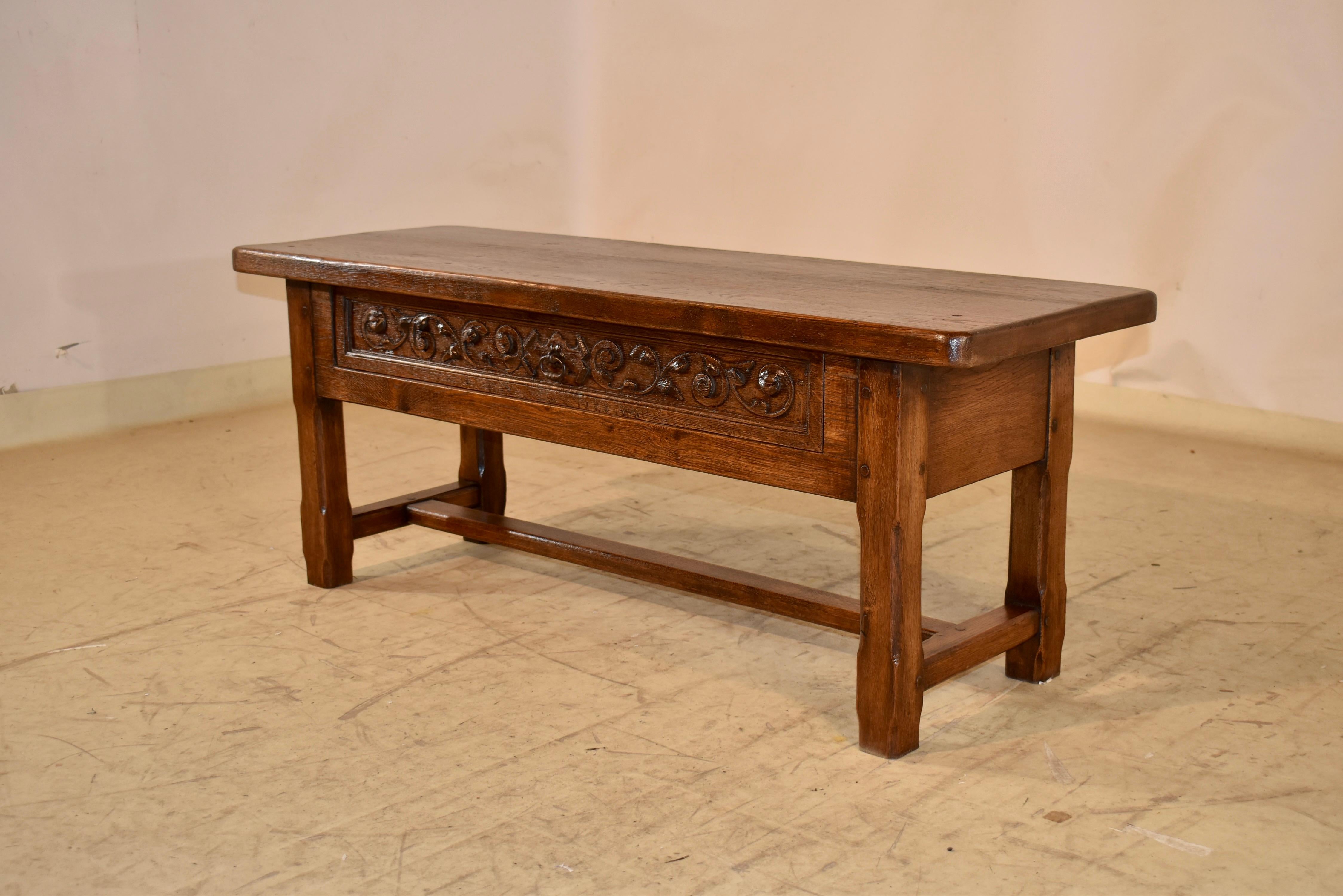 19th Century French Oak Bench with Single Drawer In Good Condition For Sale In High Point, NC