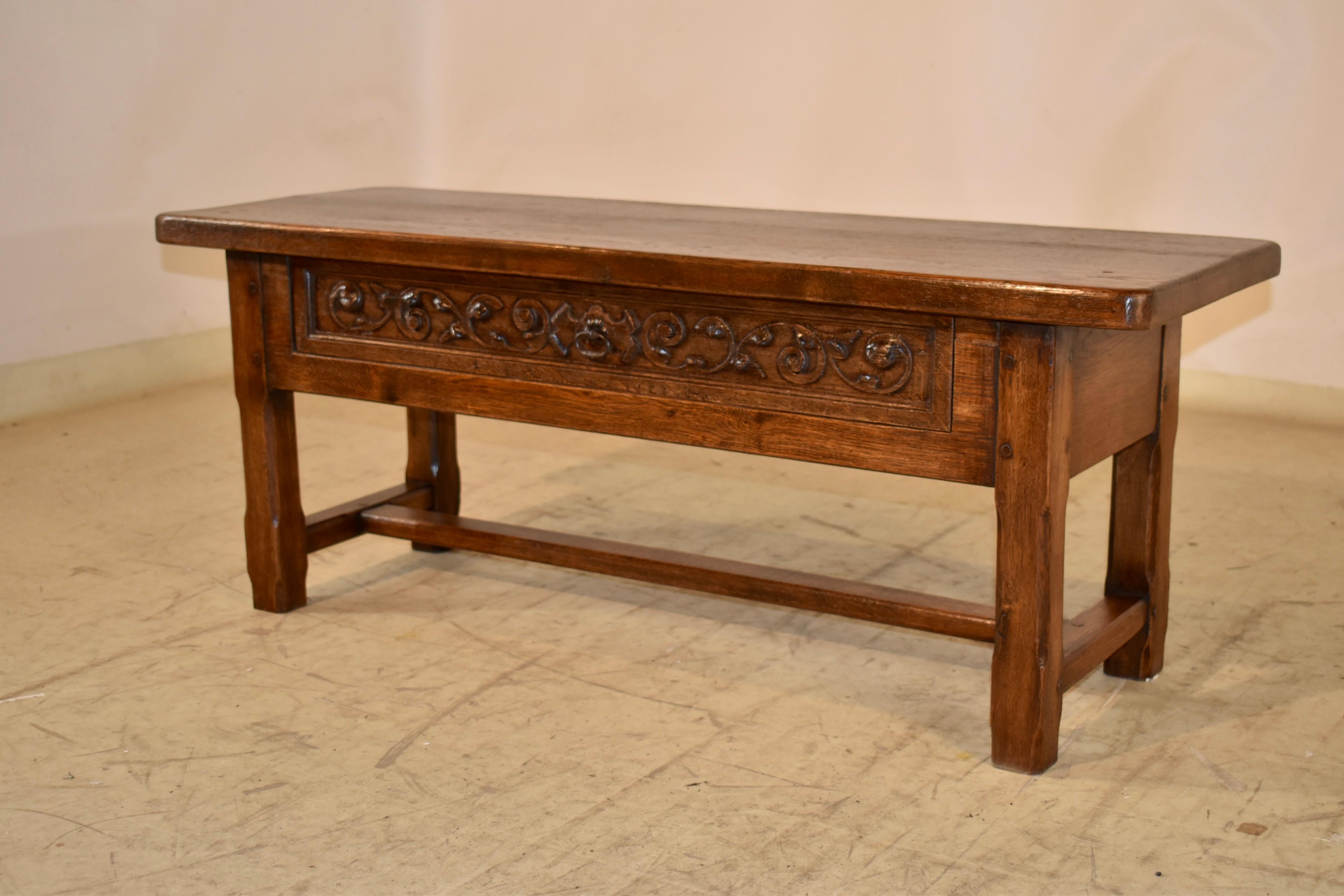 19th Century French Oak Bench with Single Drawer For Sale 1