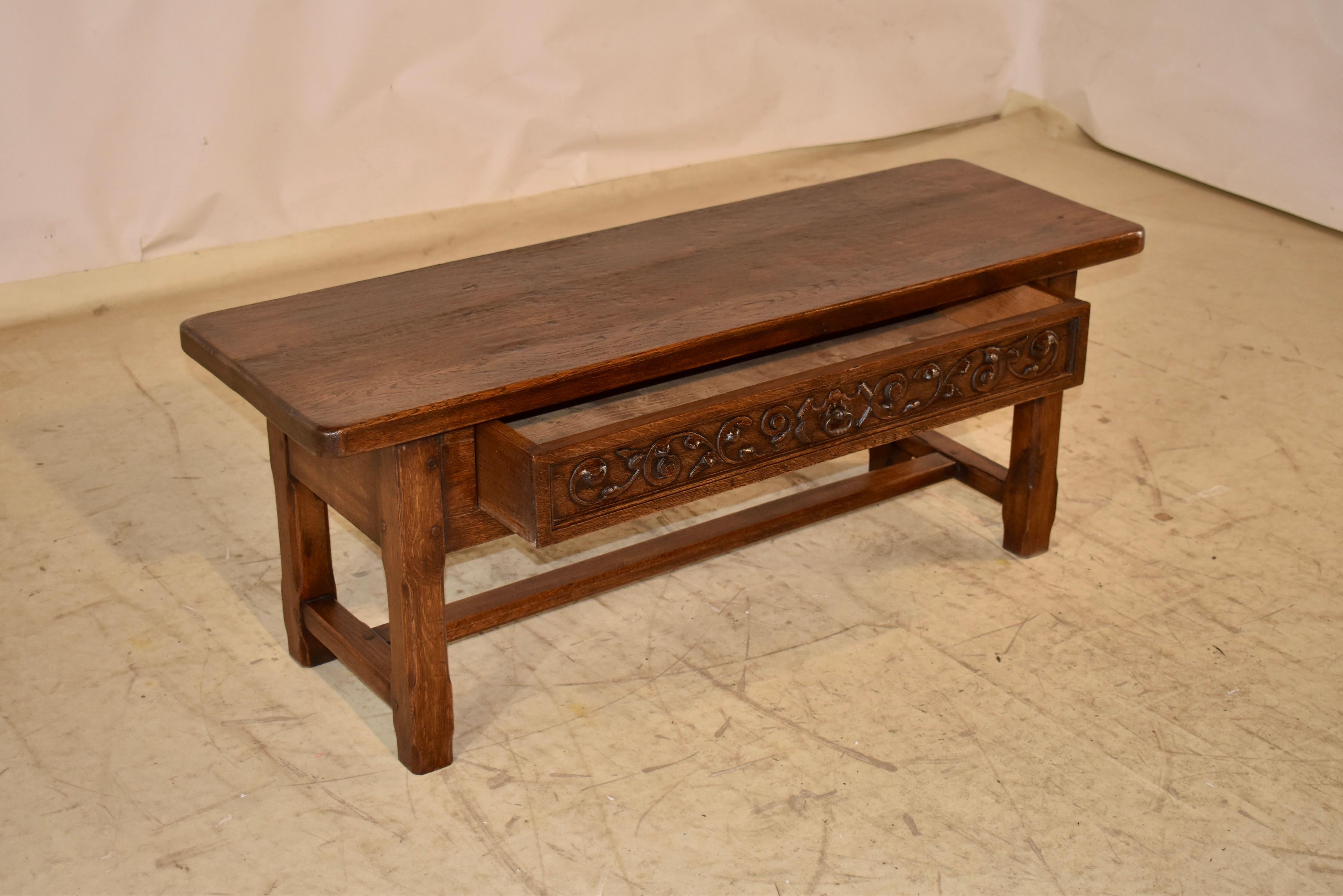 19th Century French Oak Bench with Single Drawer For Sale 2