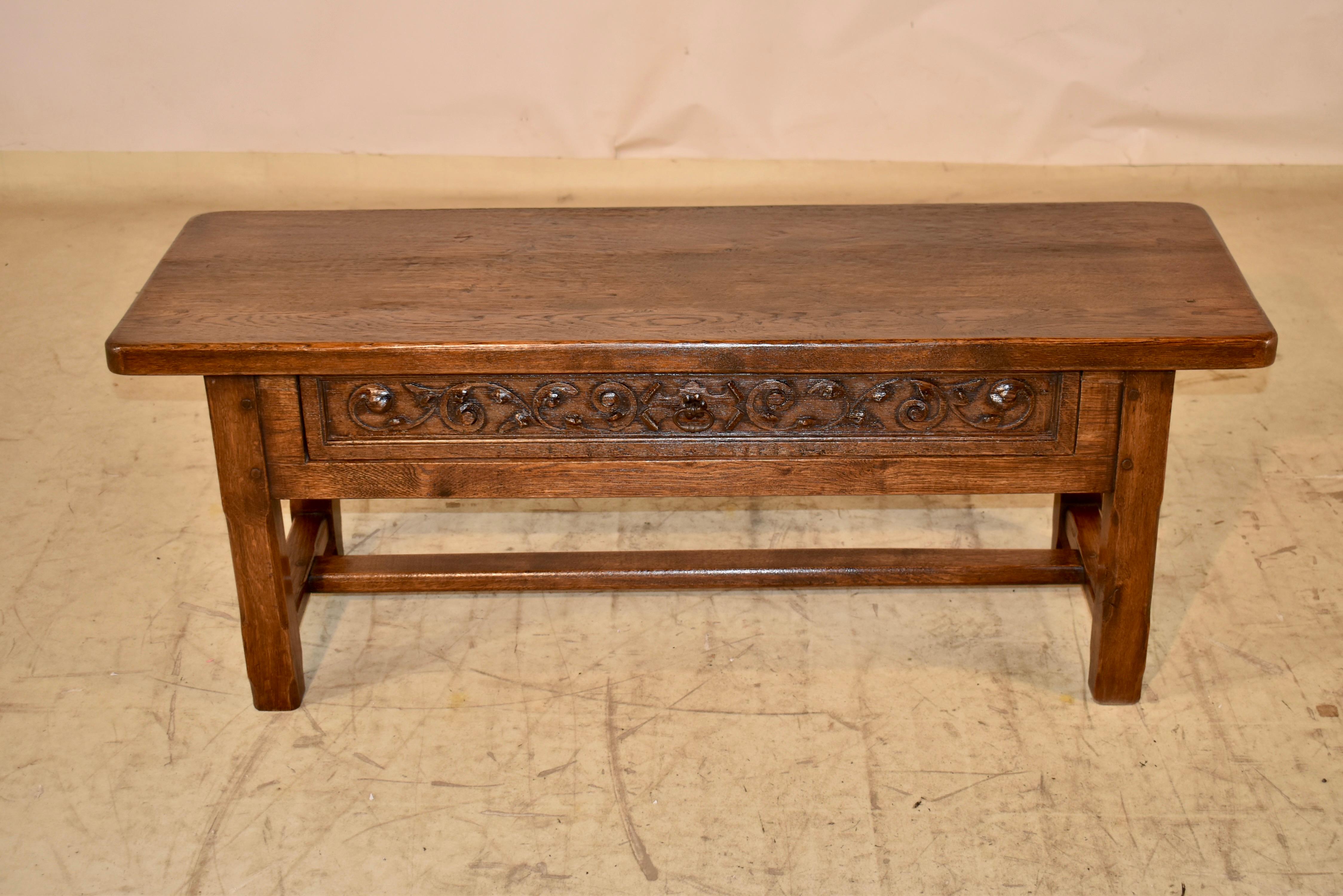19th Century French Oak Bench with Single Drawer For Sale 3