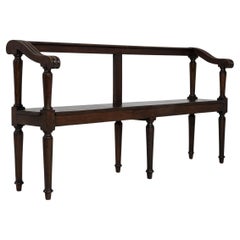 19th Century French Oak Bench With Turned Legs In Original Patina