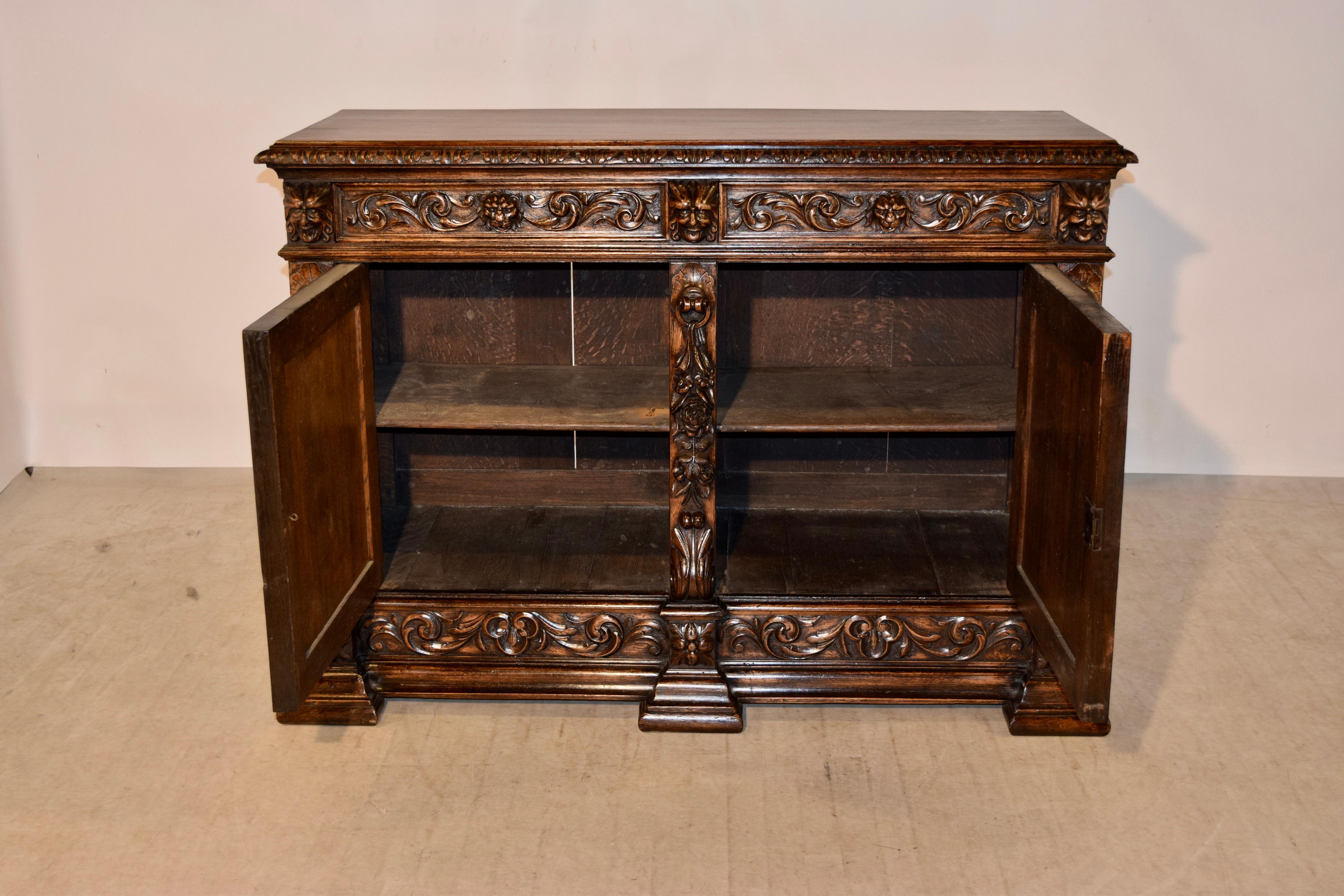 19th Century French Oak Buffet with Carved Doors 6