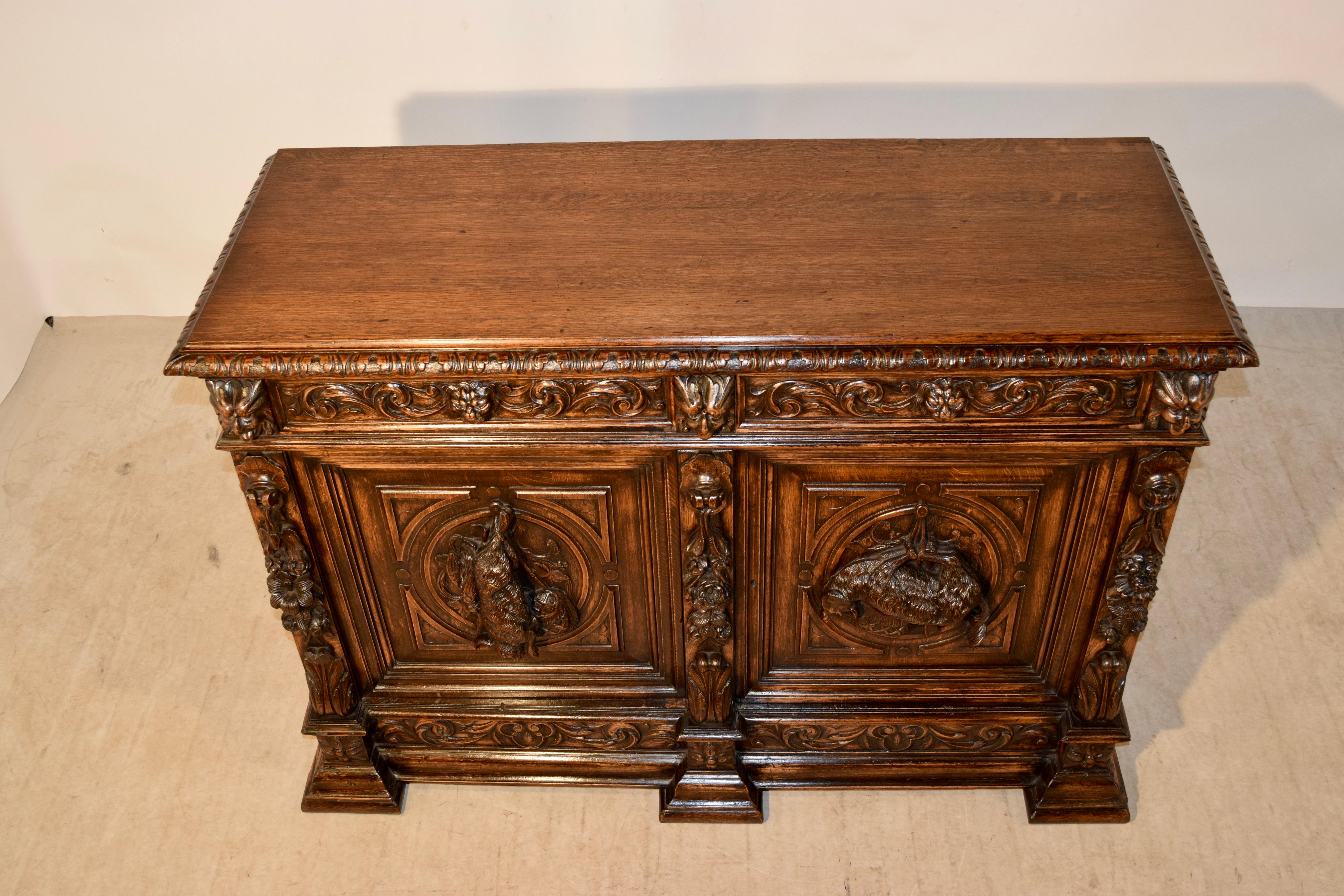 19th Century French Oak Buffet with Carved Doors 5