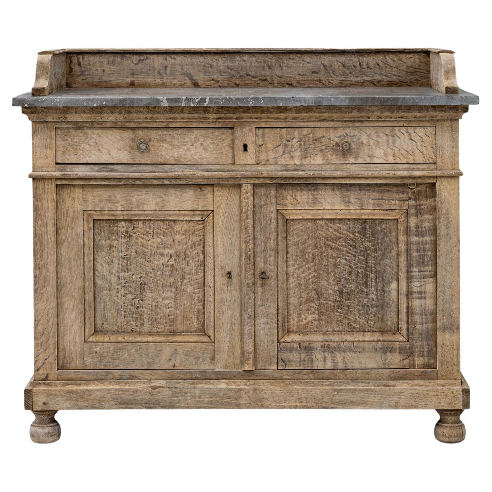 19th Century French Oak Buffet With Marble Top