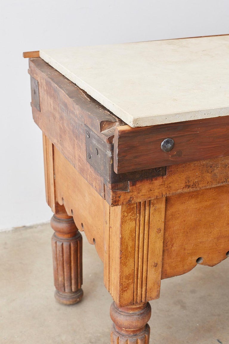 19th Century French Oak Butcher Block Work Table For Sale ...