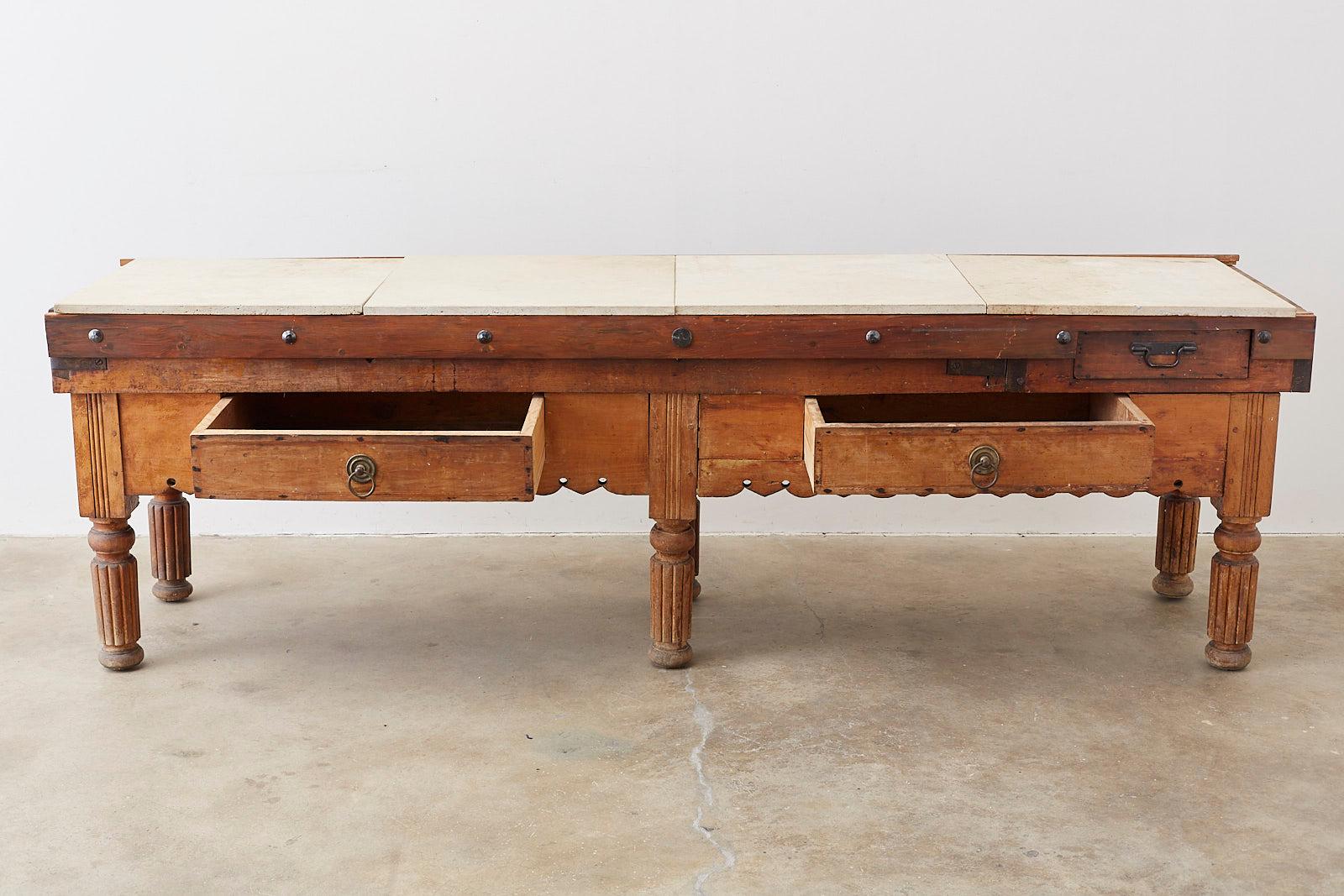 19th Century French Oak Butcher Block Work Table 11