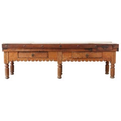 19th Century French Oak Butcher Block Work Table