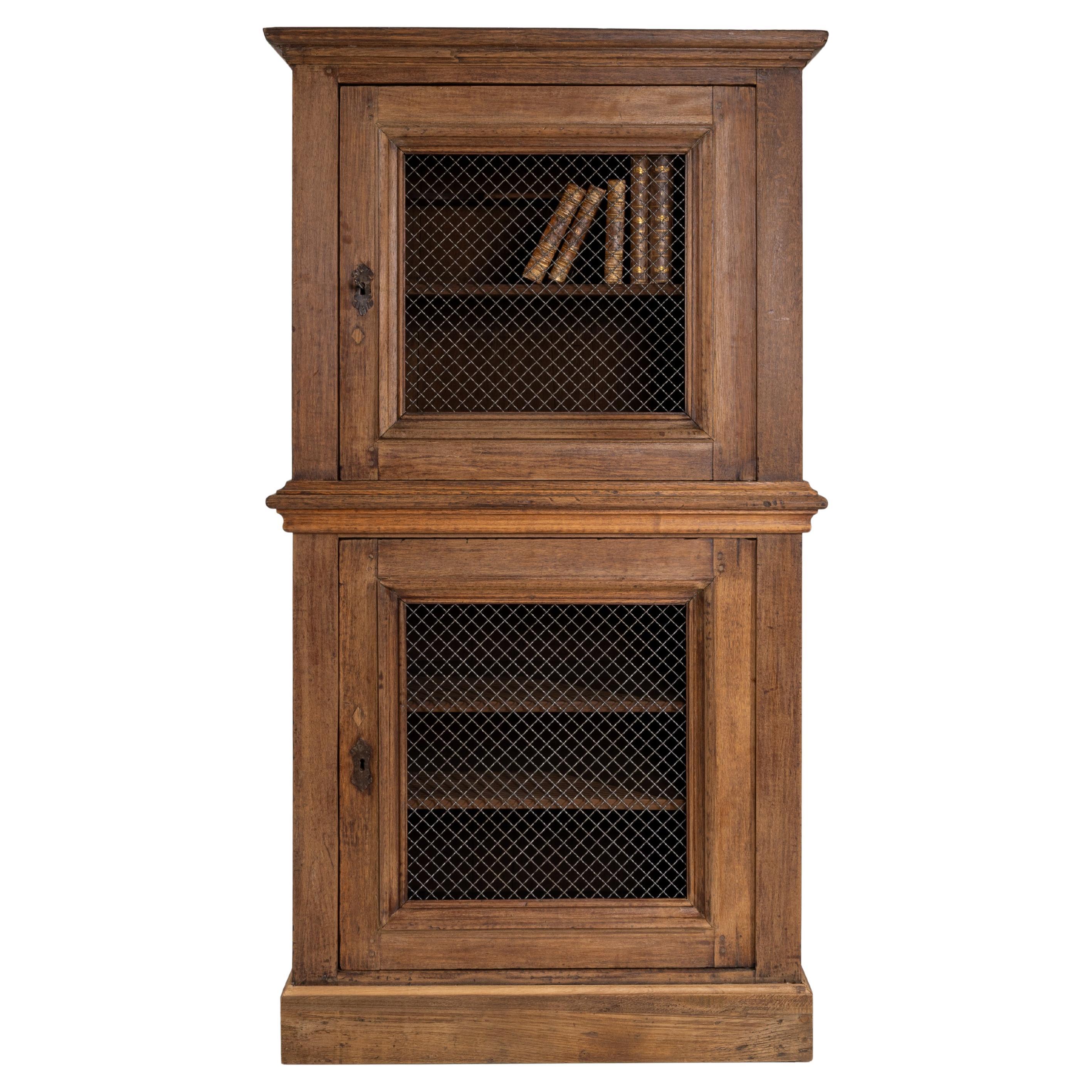 19th Century French Oak Cabinet With Mesh Screen Doors