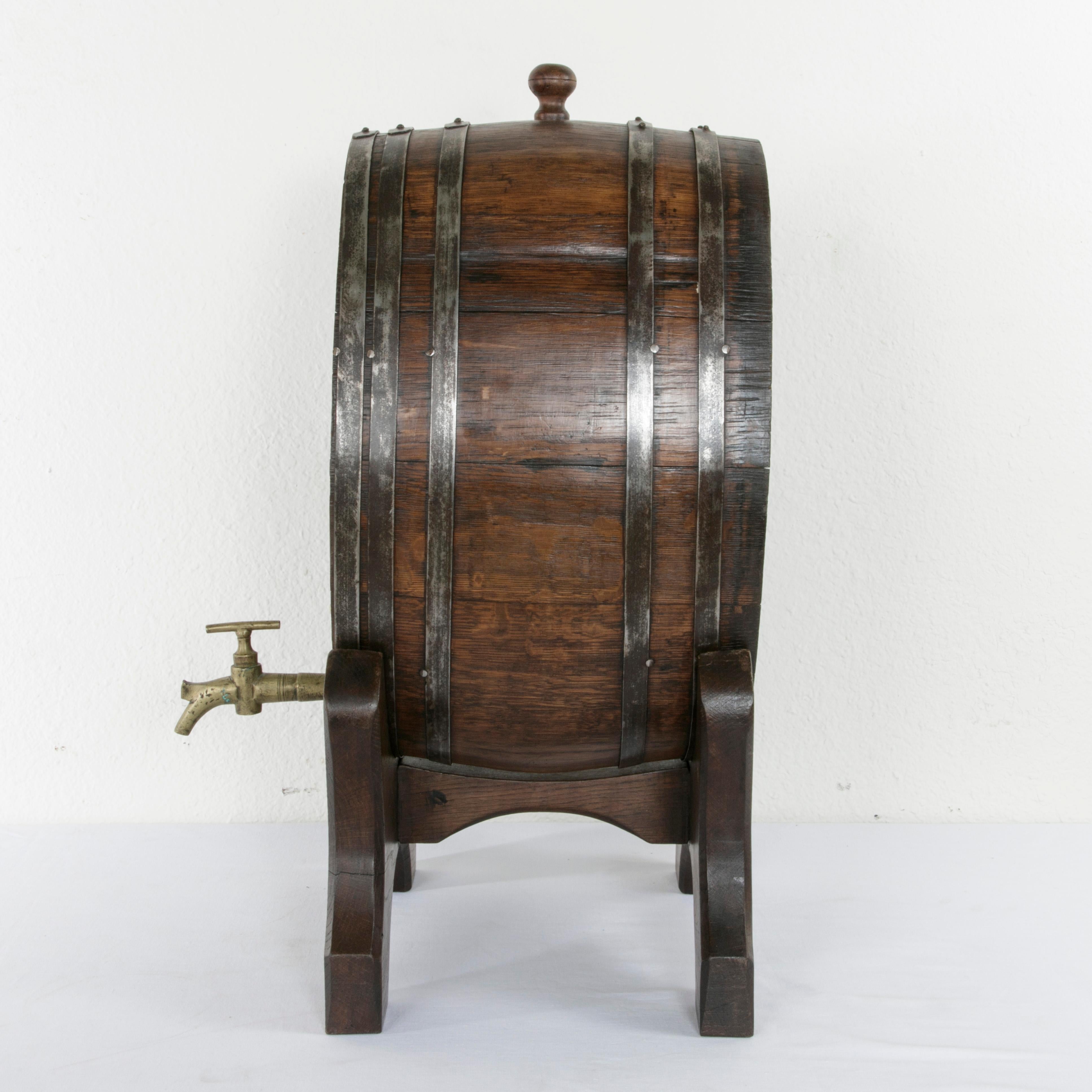 19th Century French Oak Calvados Barrel, Iron Straps, Bronze Spigot 1