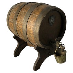 Used 19th Century French Oak Calvados Barrel, Iron Straps, Bronze Spigot