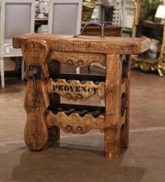 19th Century French Oak “Provence” Wine Maker’s Table with Iron Clamp