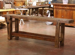 19th Century French Oak Carpenter’s Press Console Table with Bottom Shelf