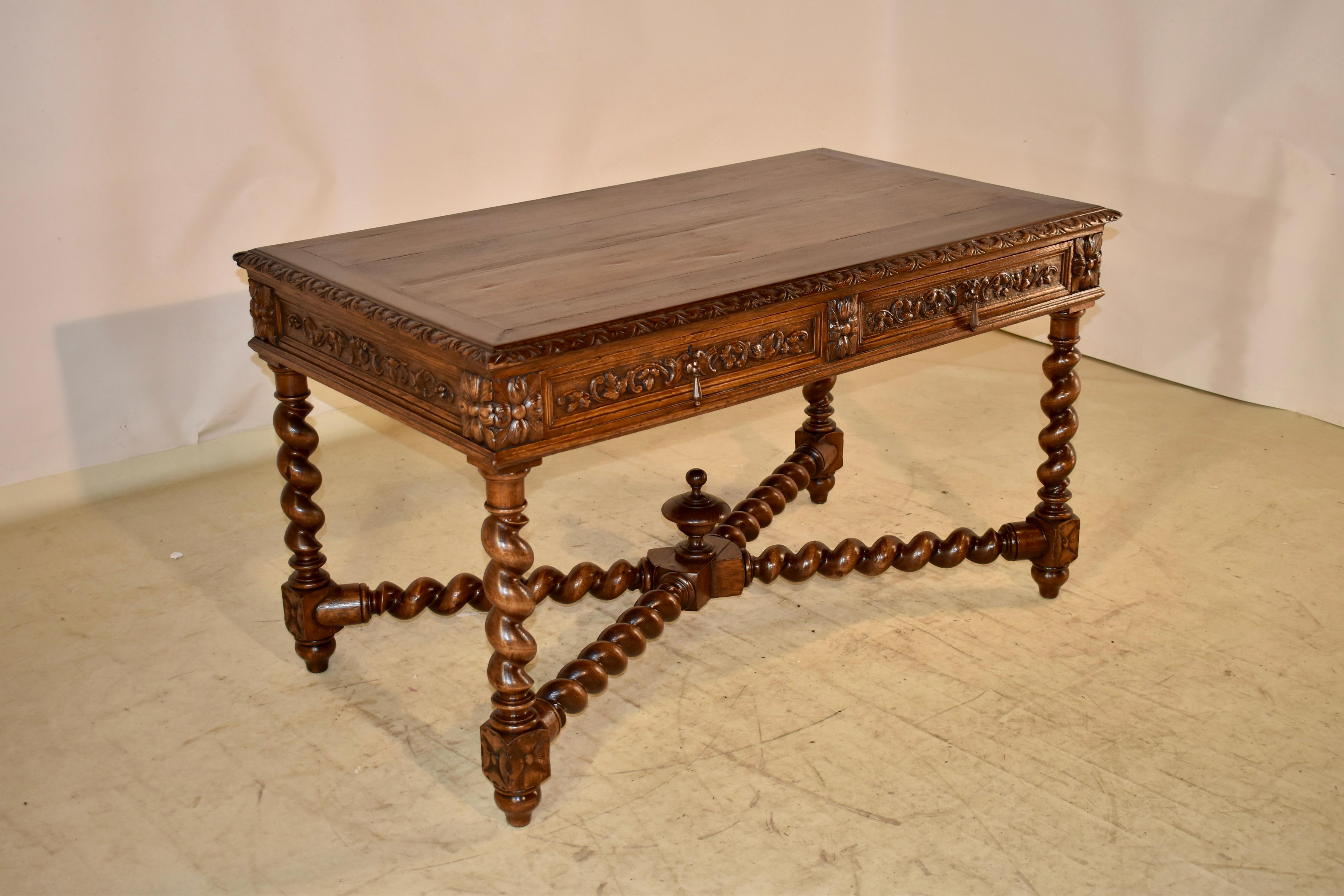 Napoleon III 19th Century French Oak Carved Desk