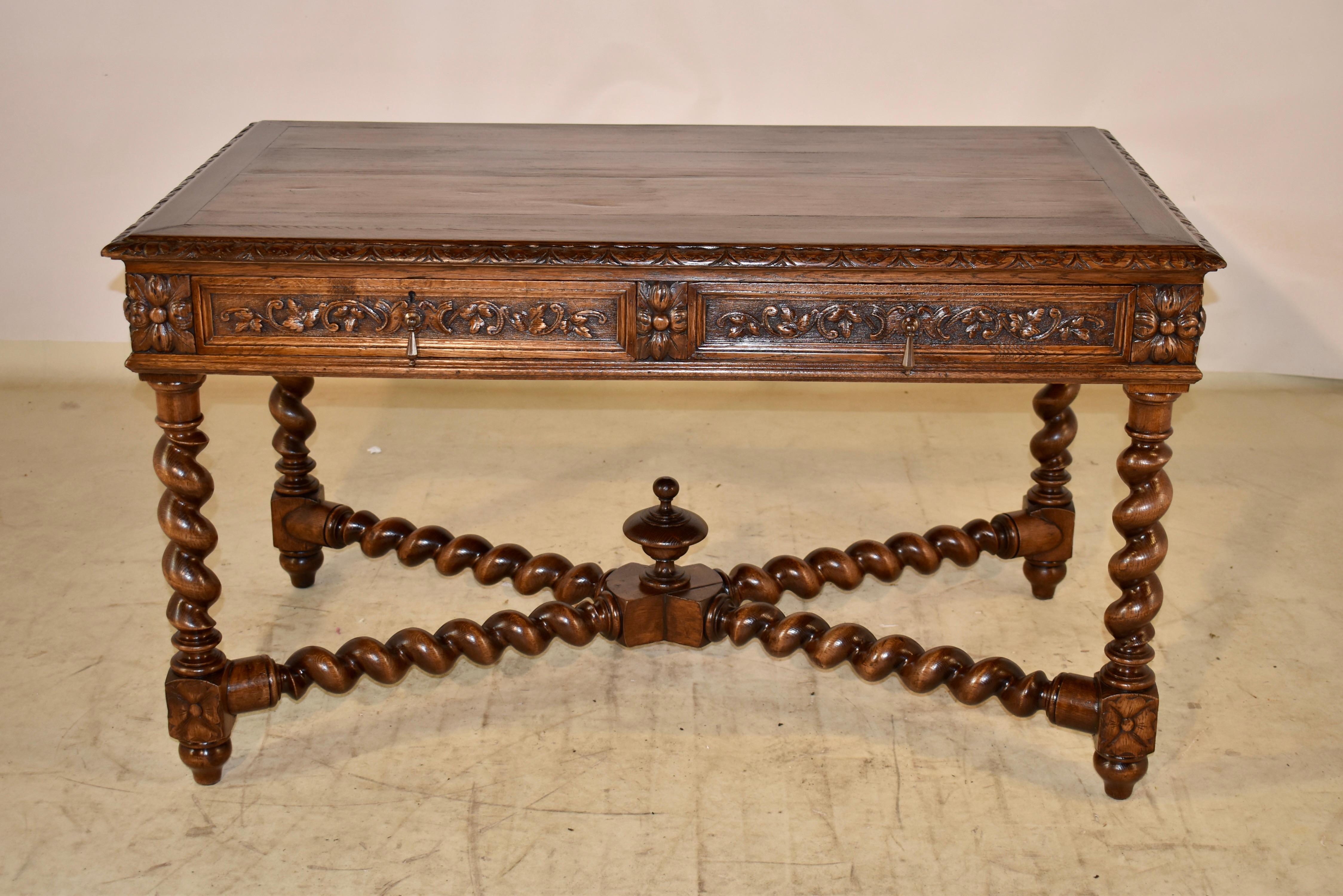 Hand-Carved 19th Century French Oak Carved Desk