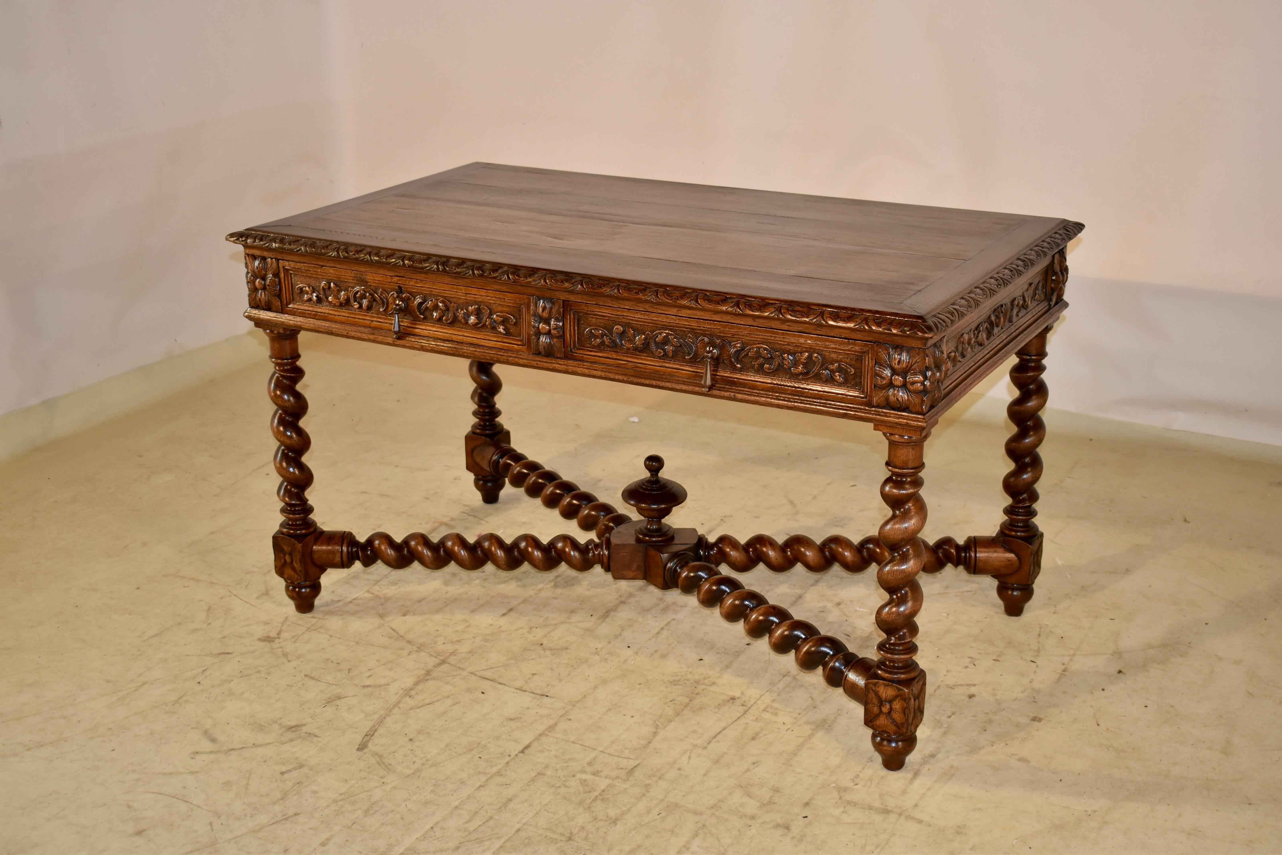 19th Century French Oak Carved Desk In Good Condition In High Point, NC