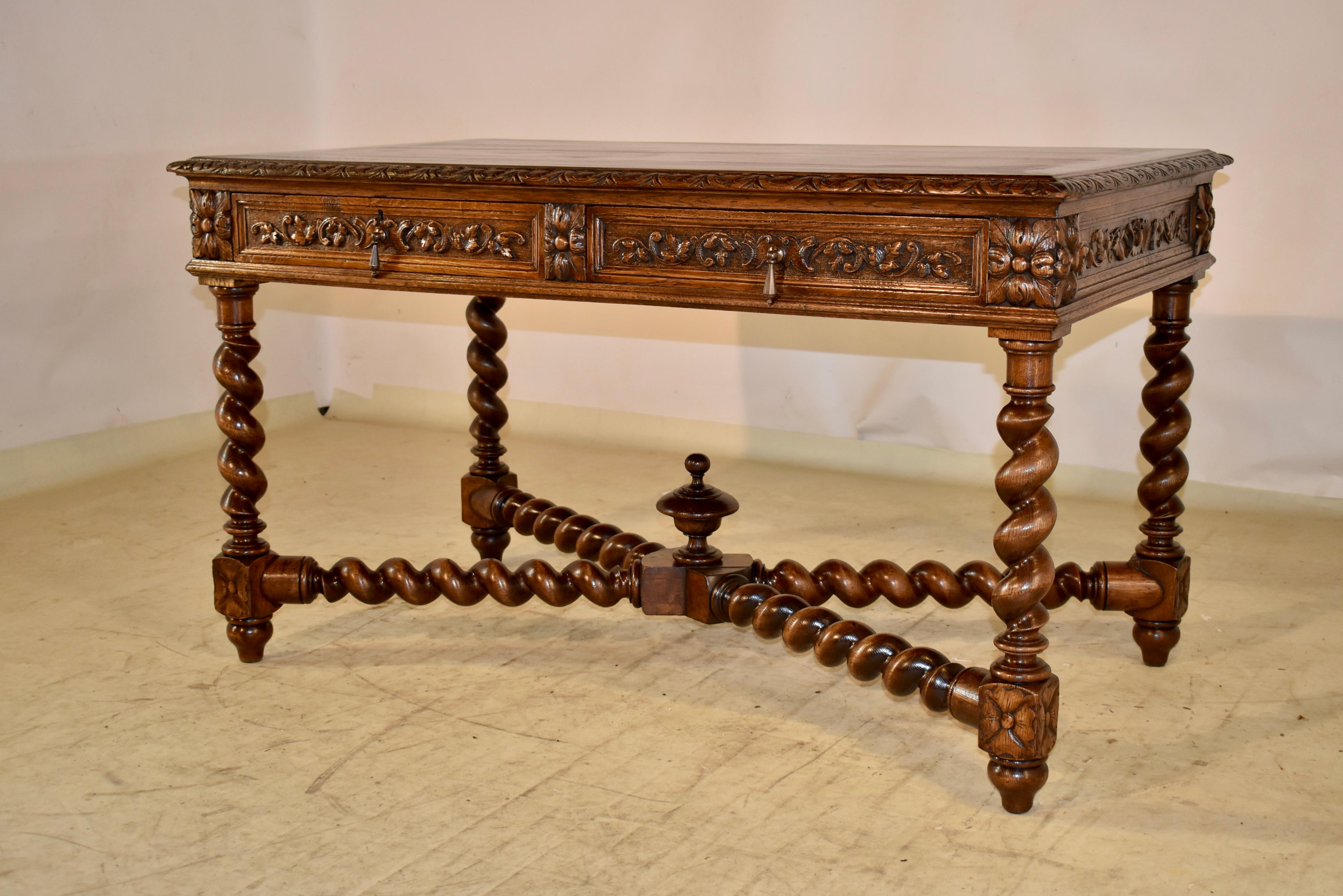 19th Century French Oak Carved Desk 1