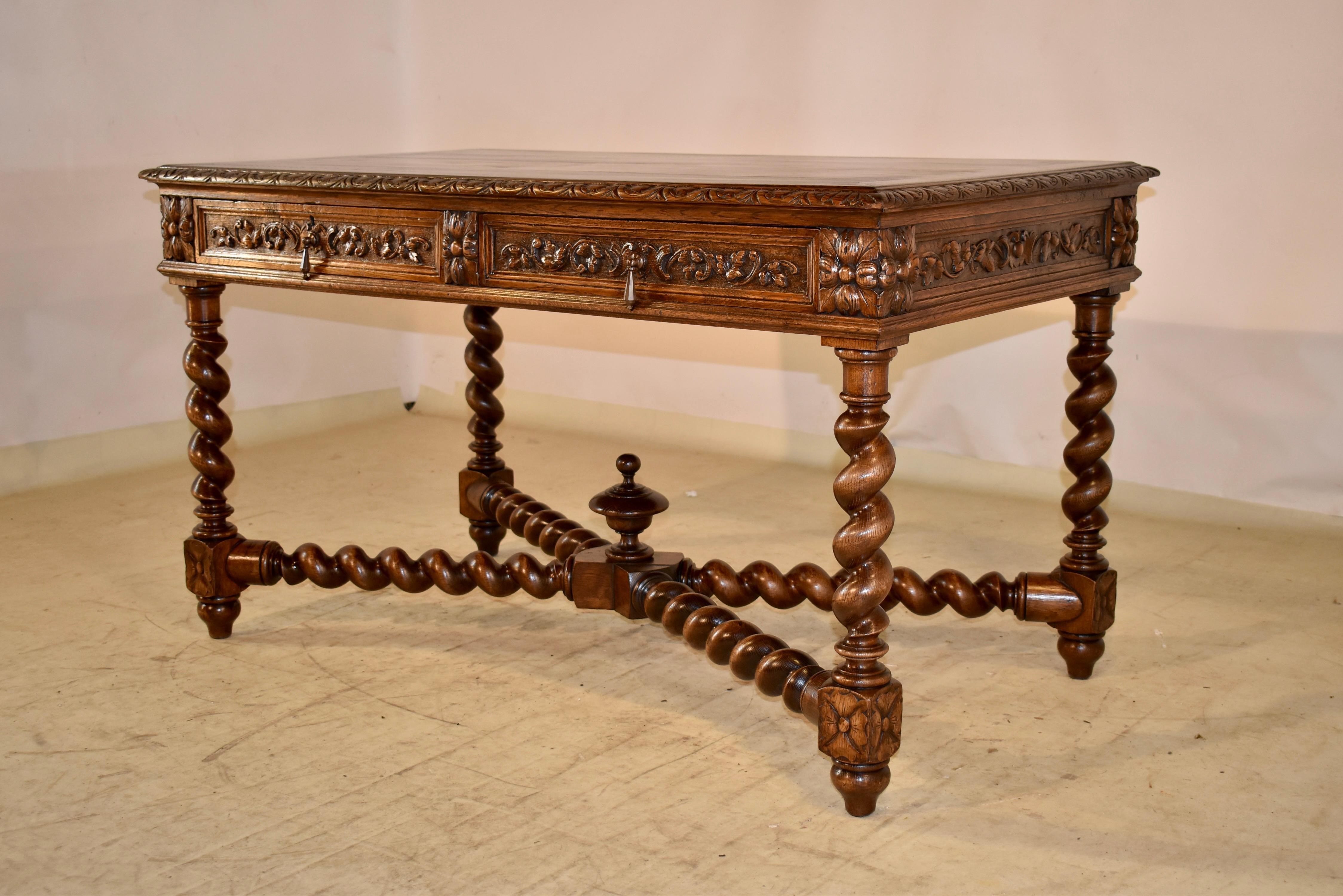 19th Century French Oak Carved Desk 2