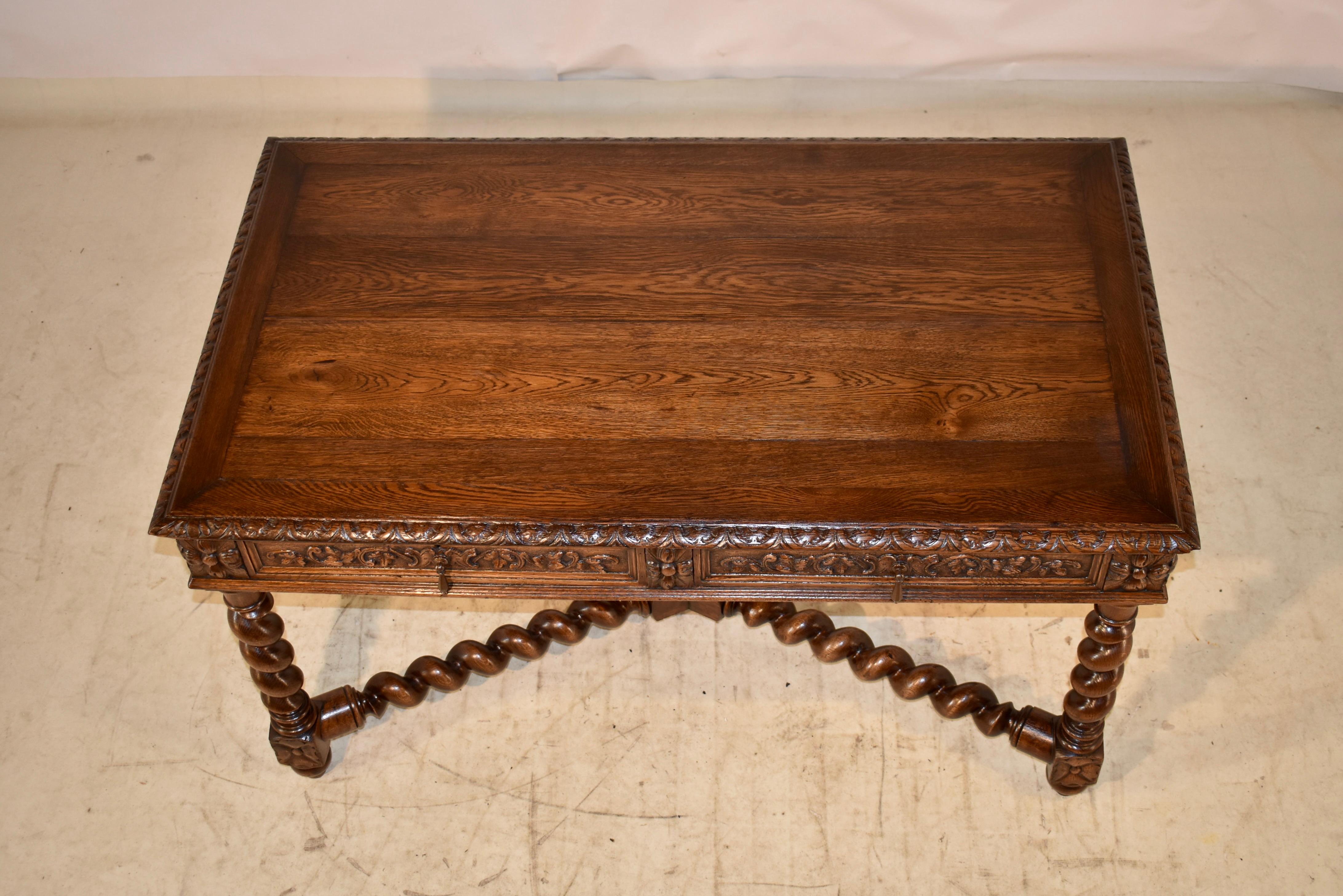 19th Century French Oak Carved Desk 3