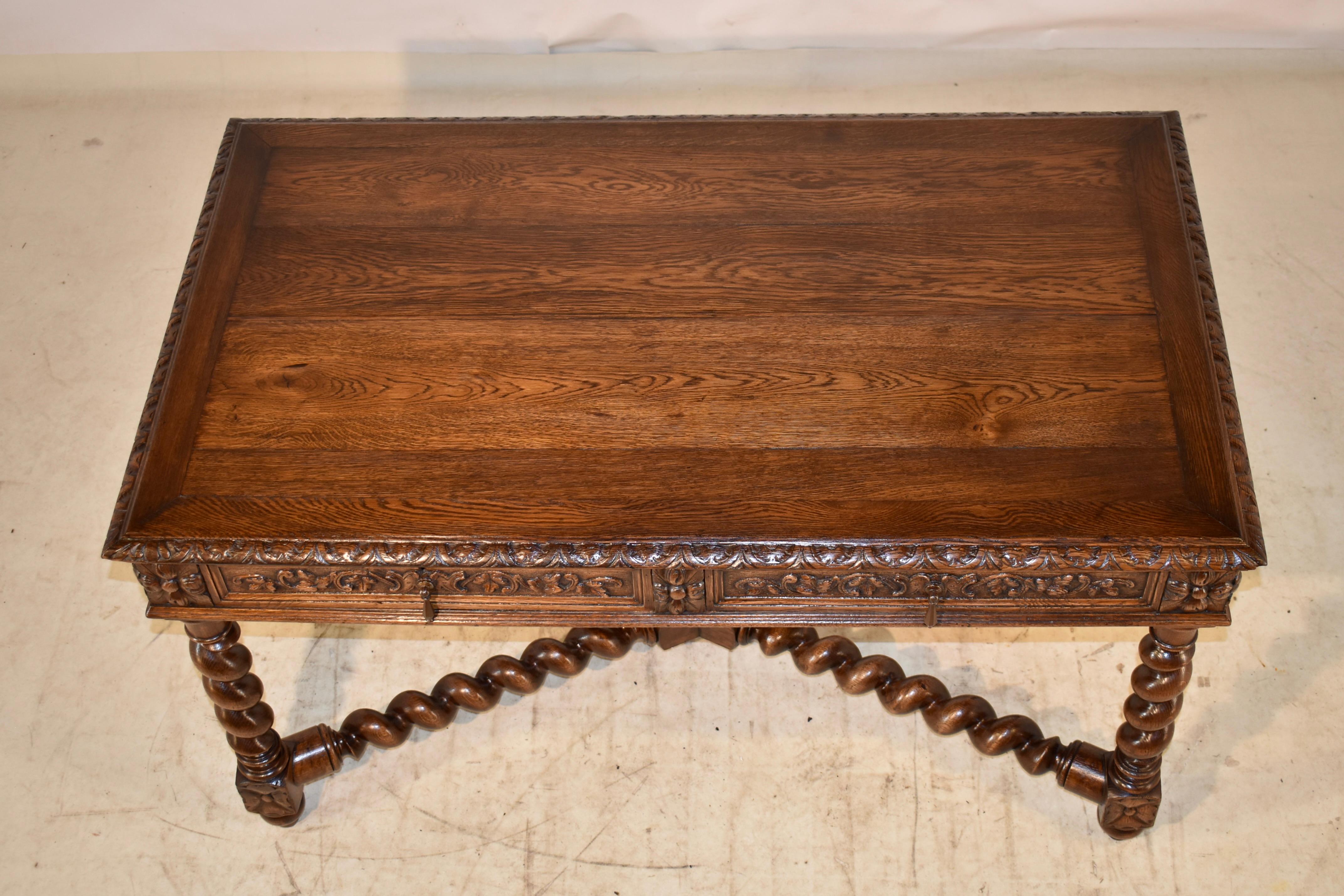 19th Century French Oak Carved Desk 4